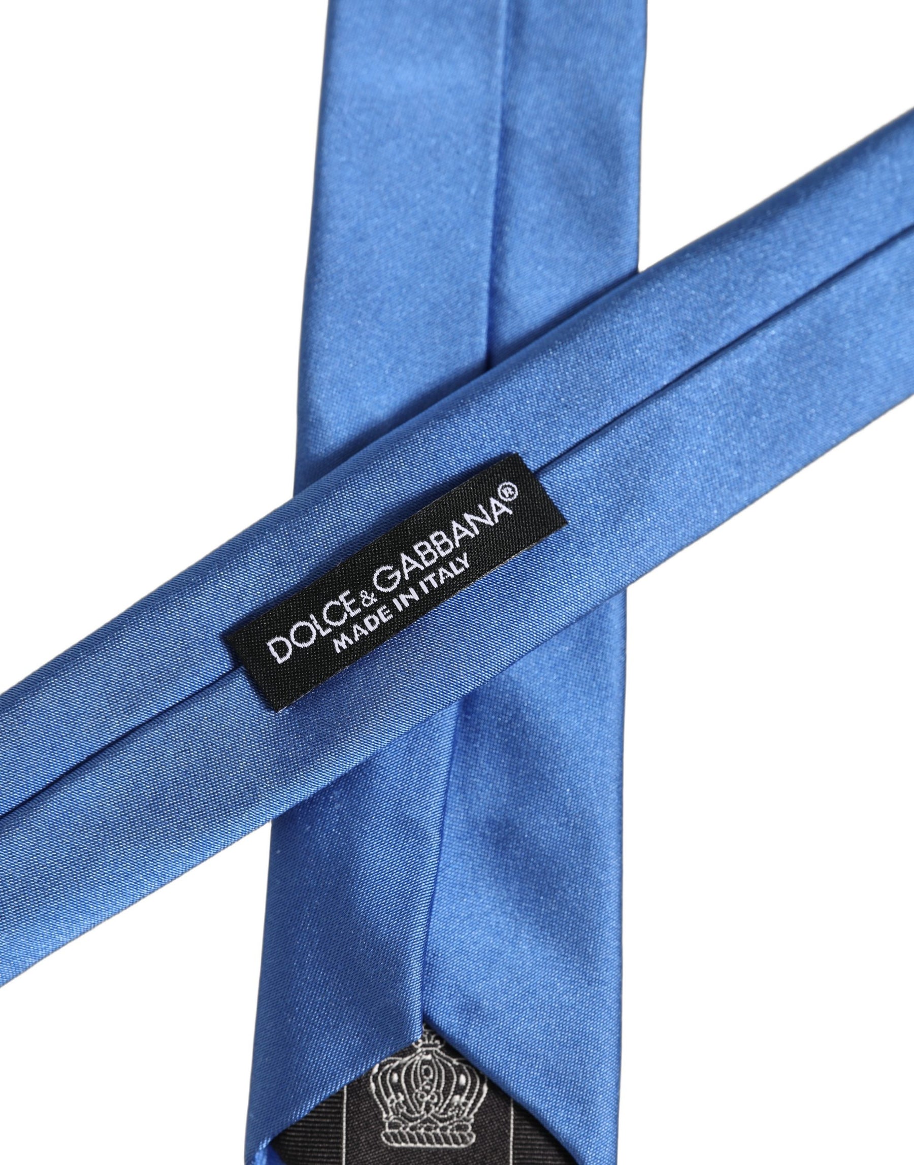 Dolce & Gabbana Men Blue 100% Silk Satin Adjustable Tied Necktie Tie | Regal Royce