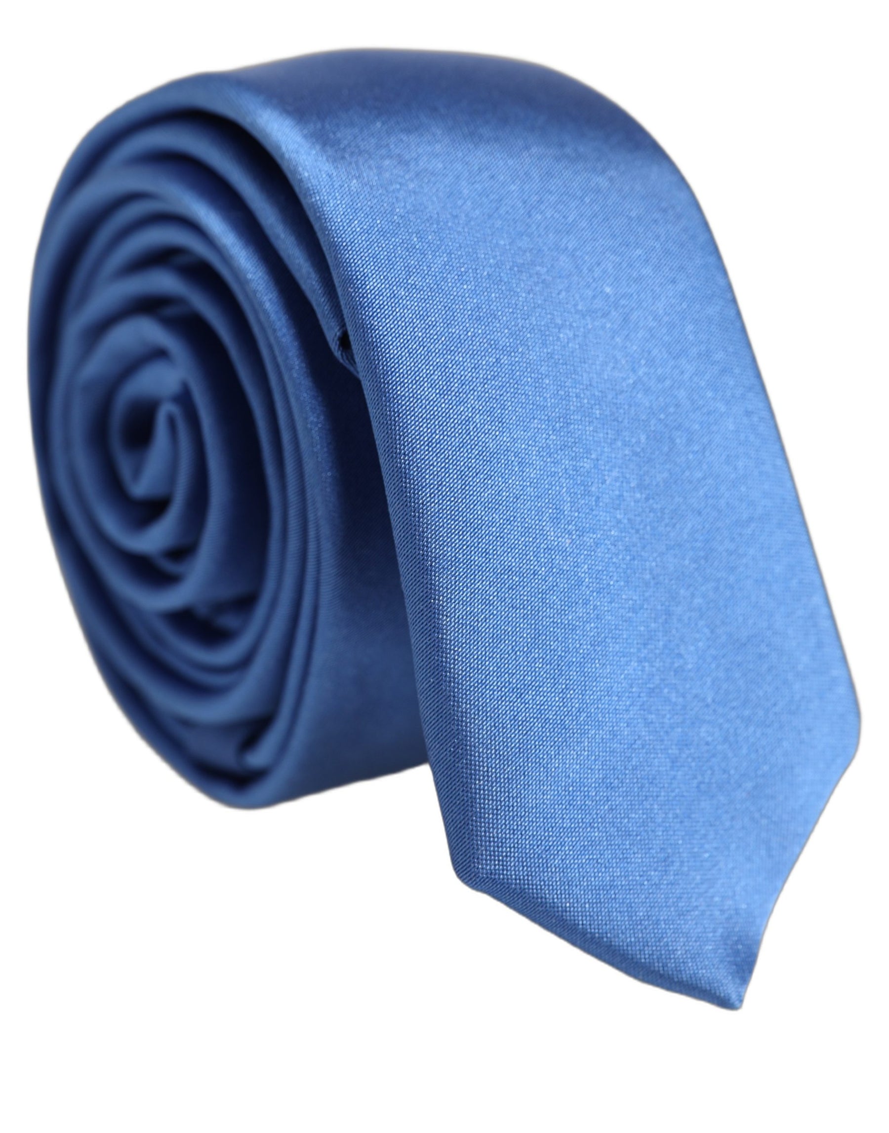 Dolce & Gabbana Men Blue 100% Silk Satin Adjustable Tied Necktie Tie | Regal Royce