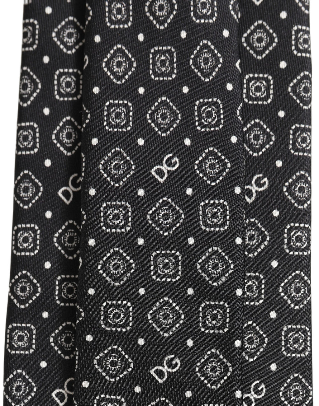 Dolce & Gabbana Men Black DG Logo 100% Silk Adjustable Tied Necktie Tie