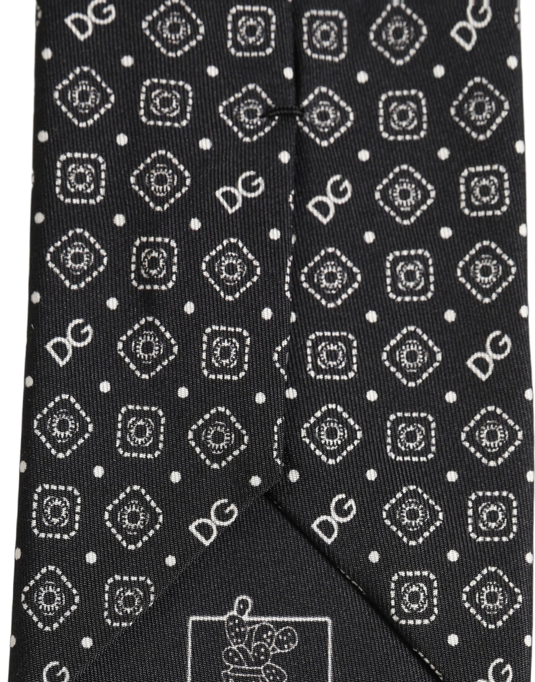 Dolce & Gabbana Men Black DG Logo 100% Silk Adjustable Tied Necktie Tie | Regal Royce