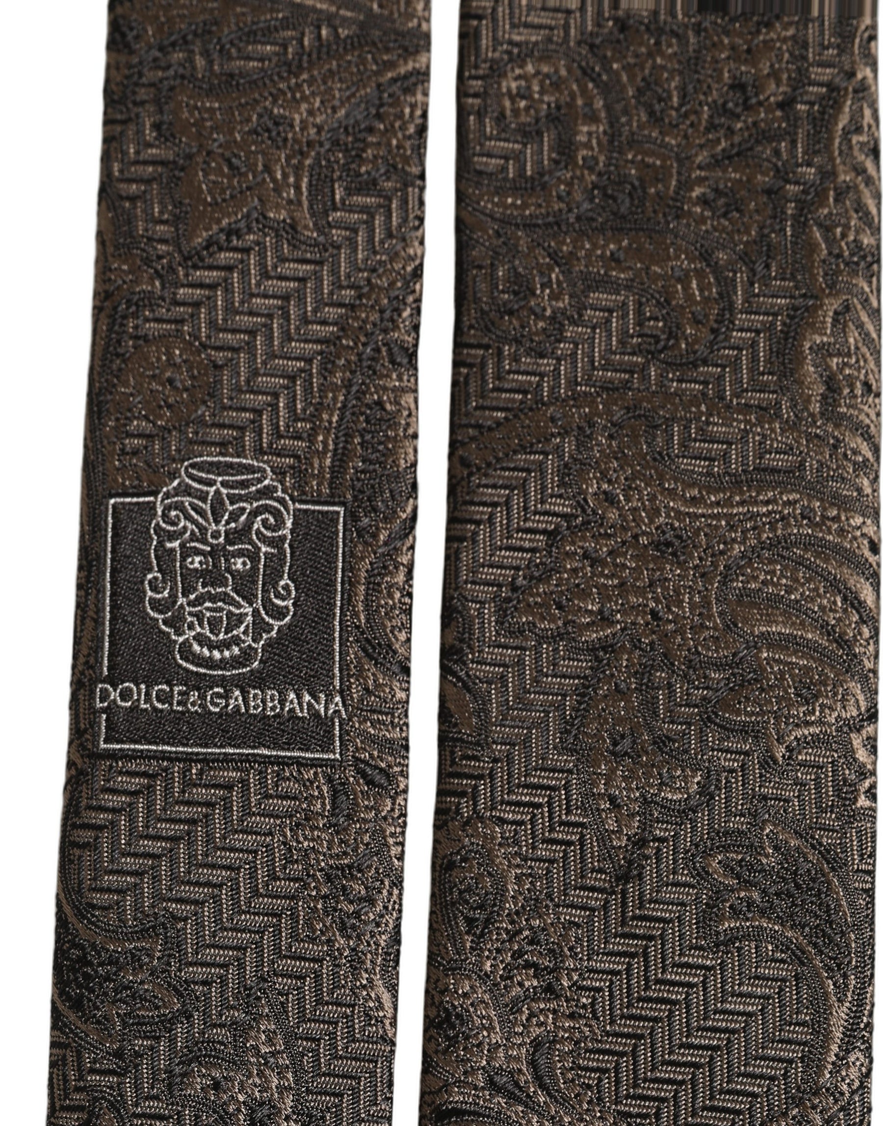 Dolce & Gabbana Men Brown Paisley 100% Silk Adjustable Tied Necktie Tie | Regal Royce