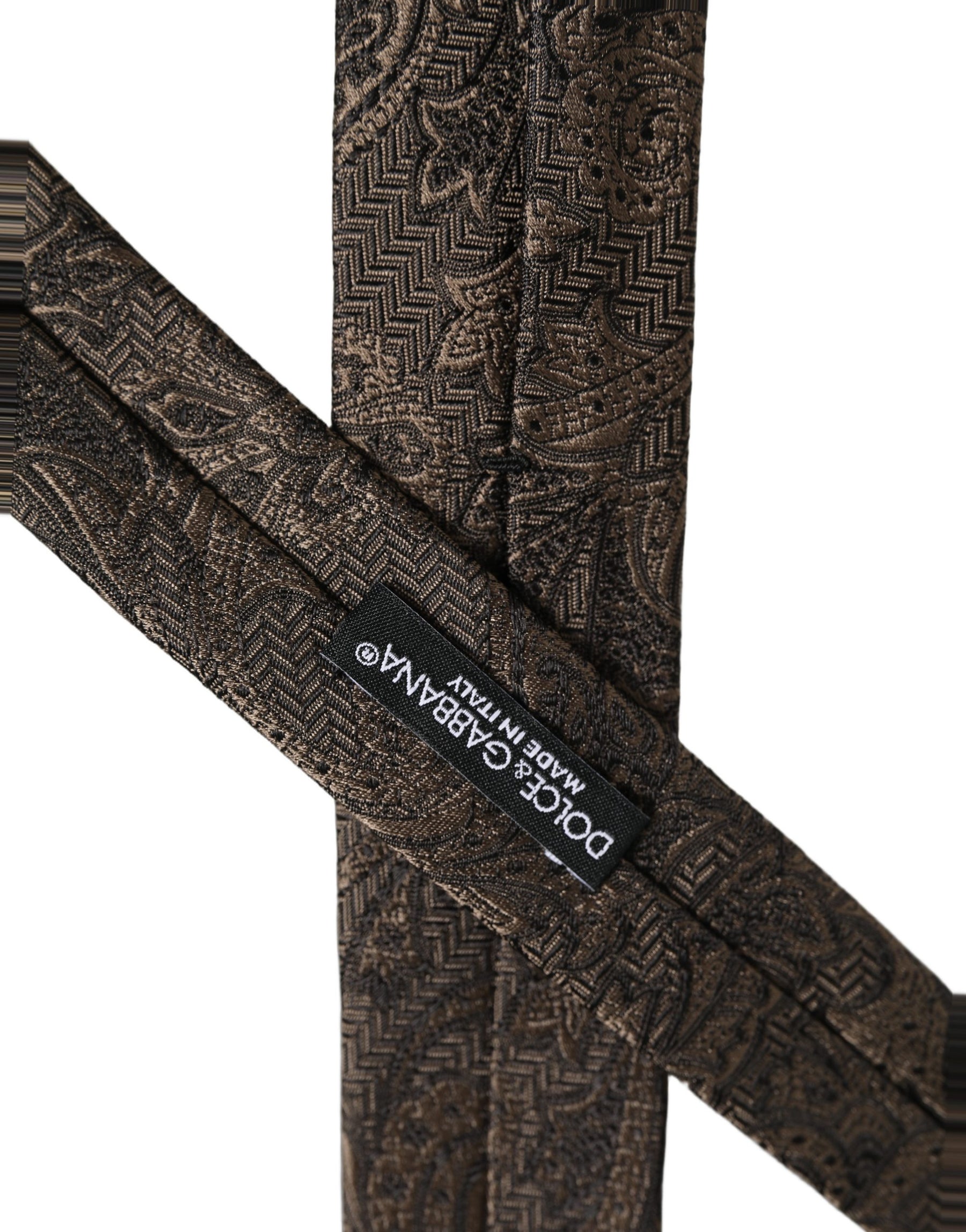 Dolce & Gabbana Men Brown Paisley 100% Silk Adjustable Tied Necktie Tie | Regal Royce