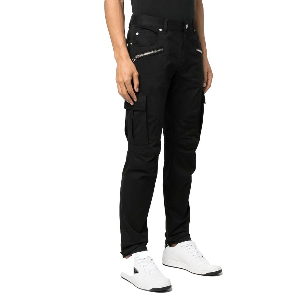 Balmain Black Cotton Cargo Pants | Regal Royce