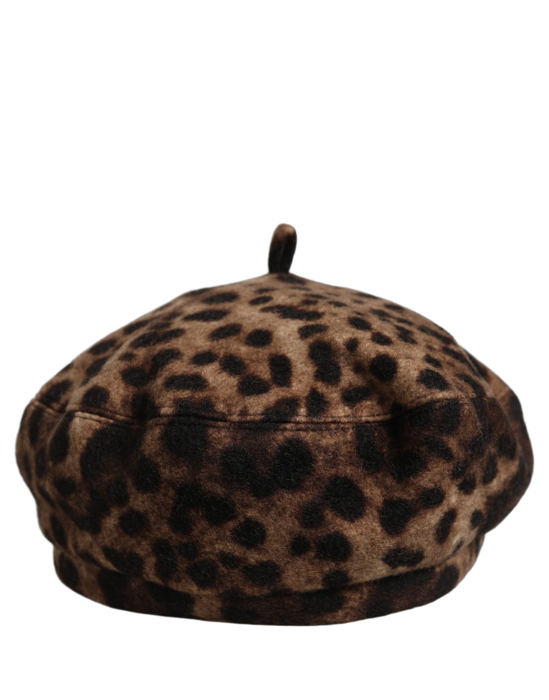 Dolce & Gabbana Brown Leopard French Style Beret Capello Hat | Regal Royce