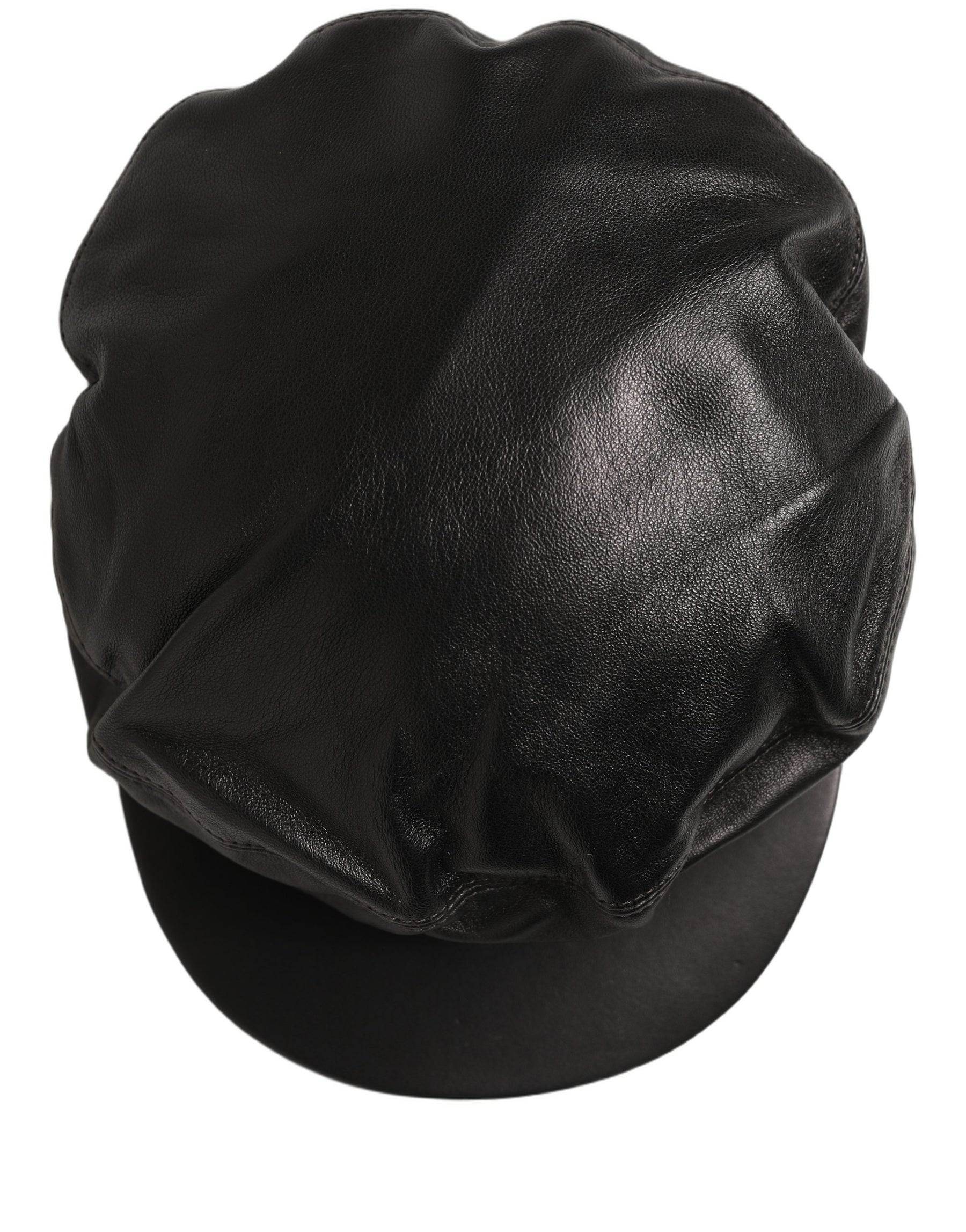 Dolce & Gabbana Black Lambskin Leather Newsboy Capello Hat | Regal Royce