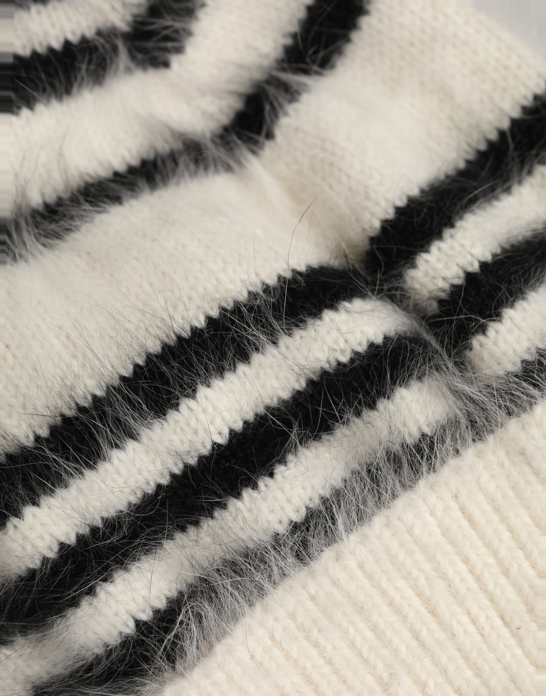 Dolce & Gabbana Black White Striped Angora Knitted Beanie One Size Hat | Regal Royce
