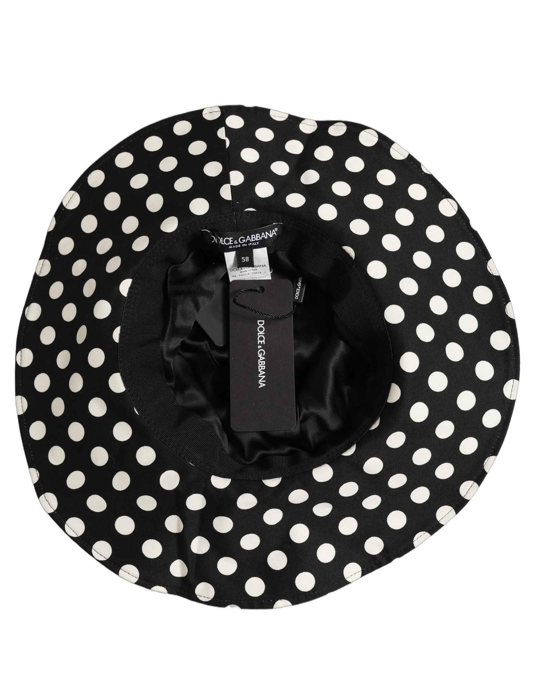 Dolce & Gabbana Black White Polka Dot Cotton Bucket Capello Hat | Regal Royce
