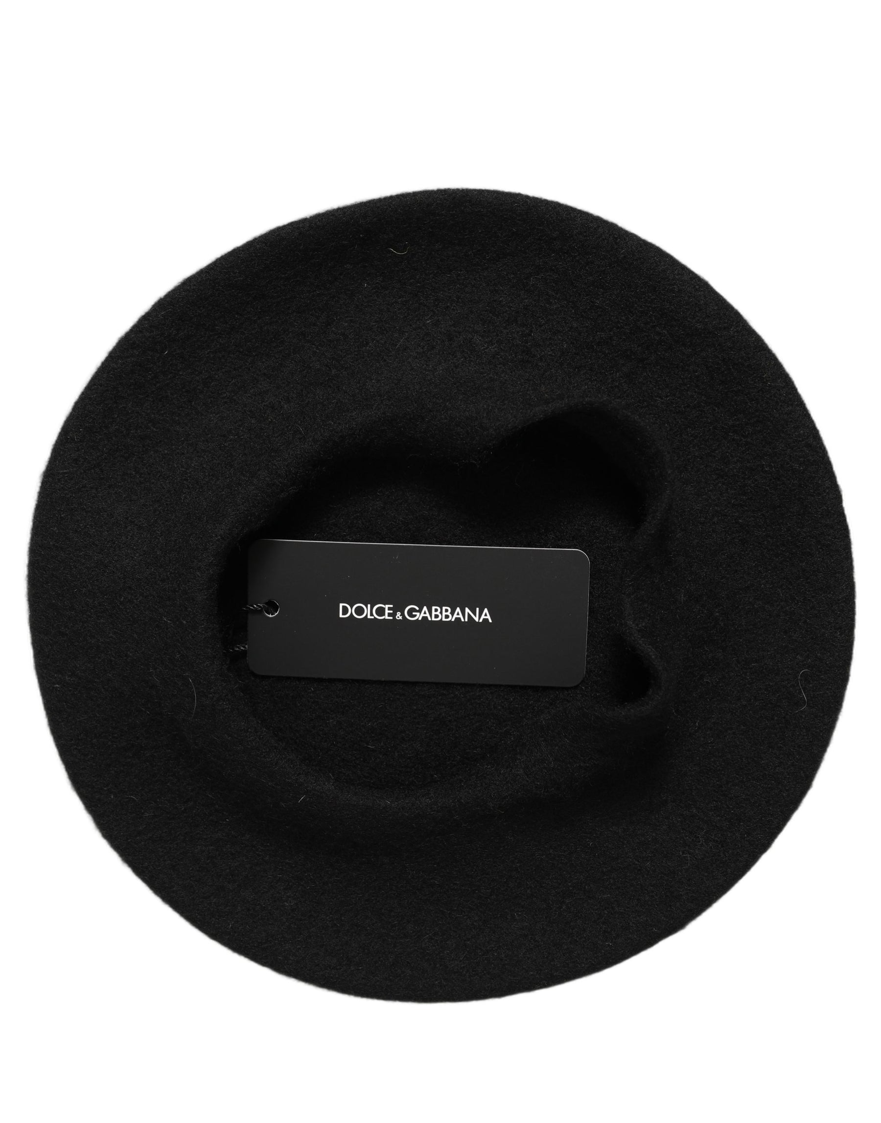 Dolce & Gabbana Black Wool French Style Beret Capello Hat | Regal Royce