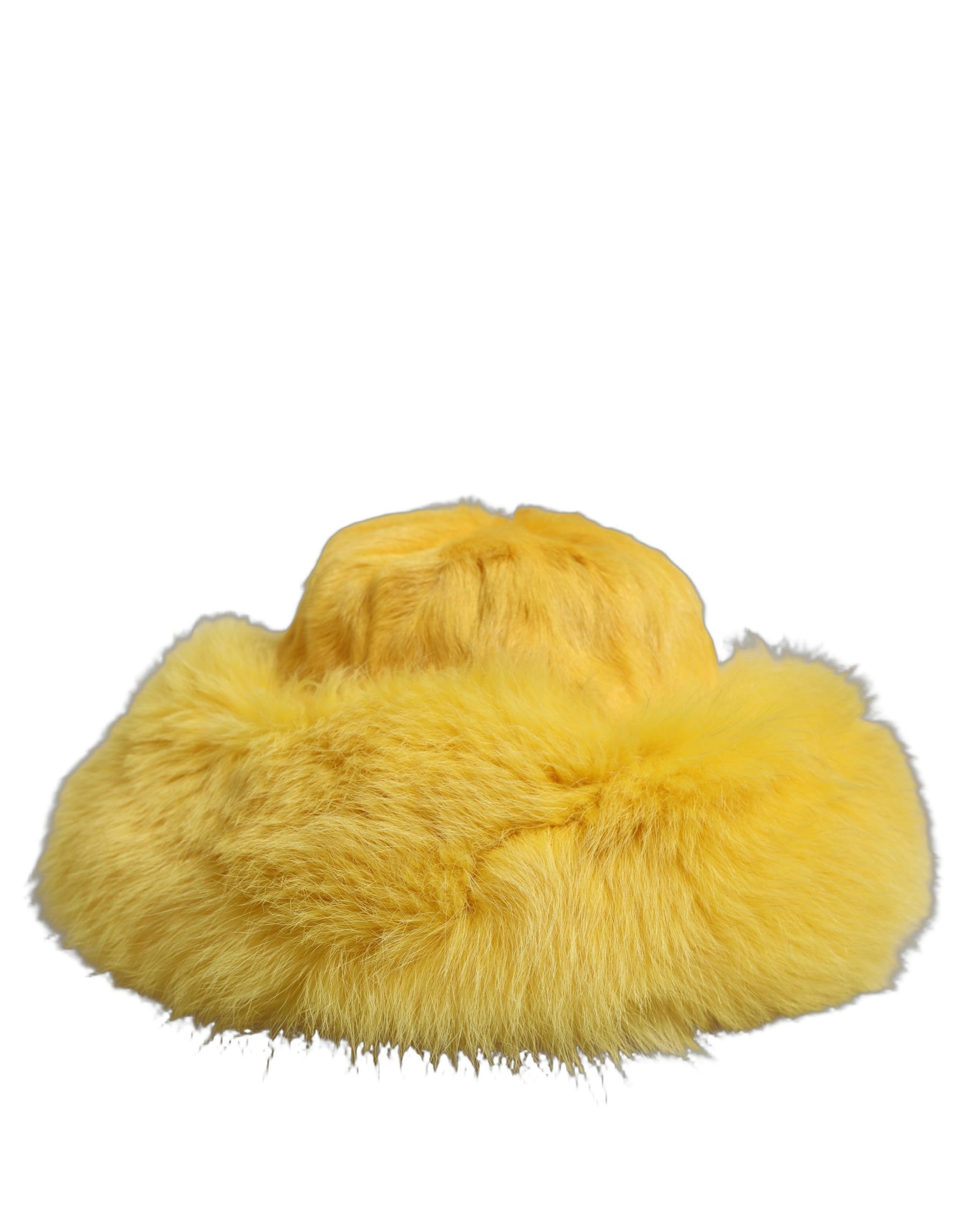 Dolce & Gabbana Yellow Fox Fur Womens Bucket Capello Hat | Regal Royce