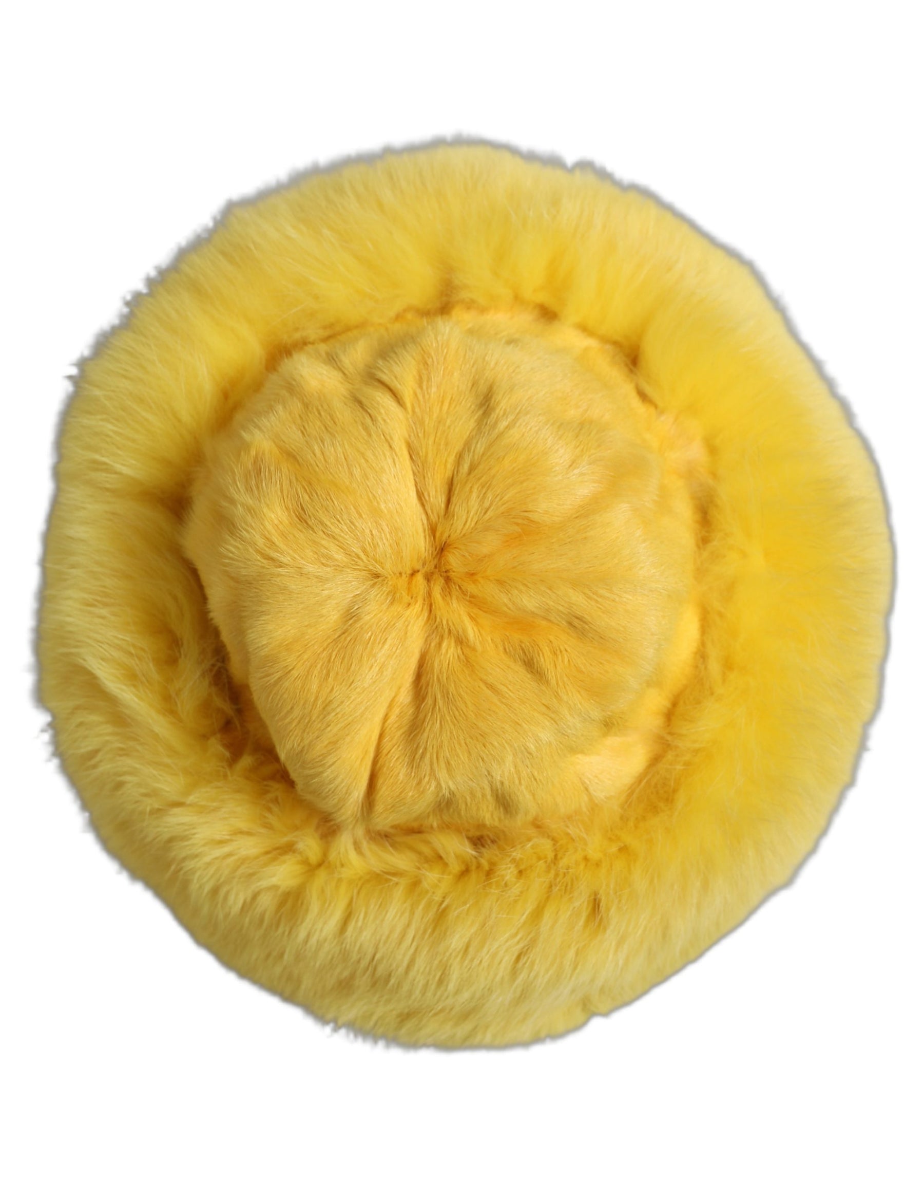 Dolce & Gabbana Yellow Fox Fur Womens Bucket Capello Hat | Regal Royce