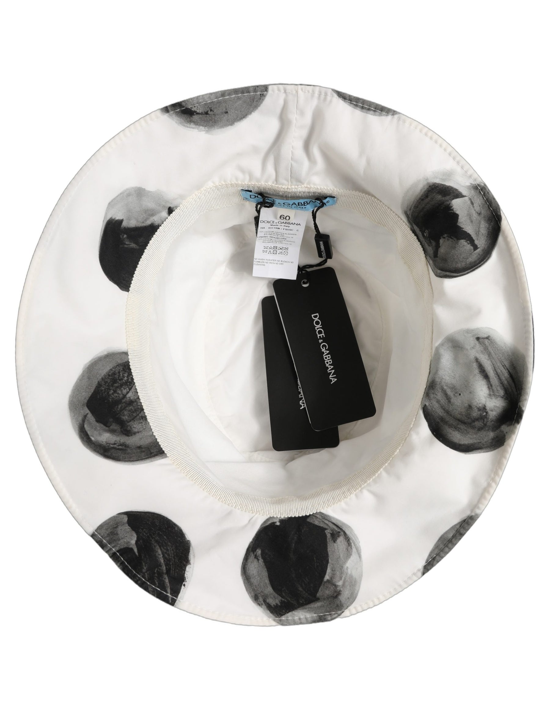 Dolce & Gabbana White Cotton Big Polka Dot Pattern Bucket Hat | Regal Royce