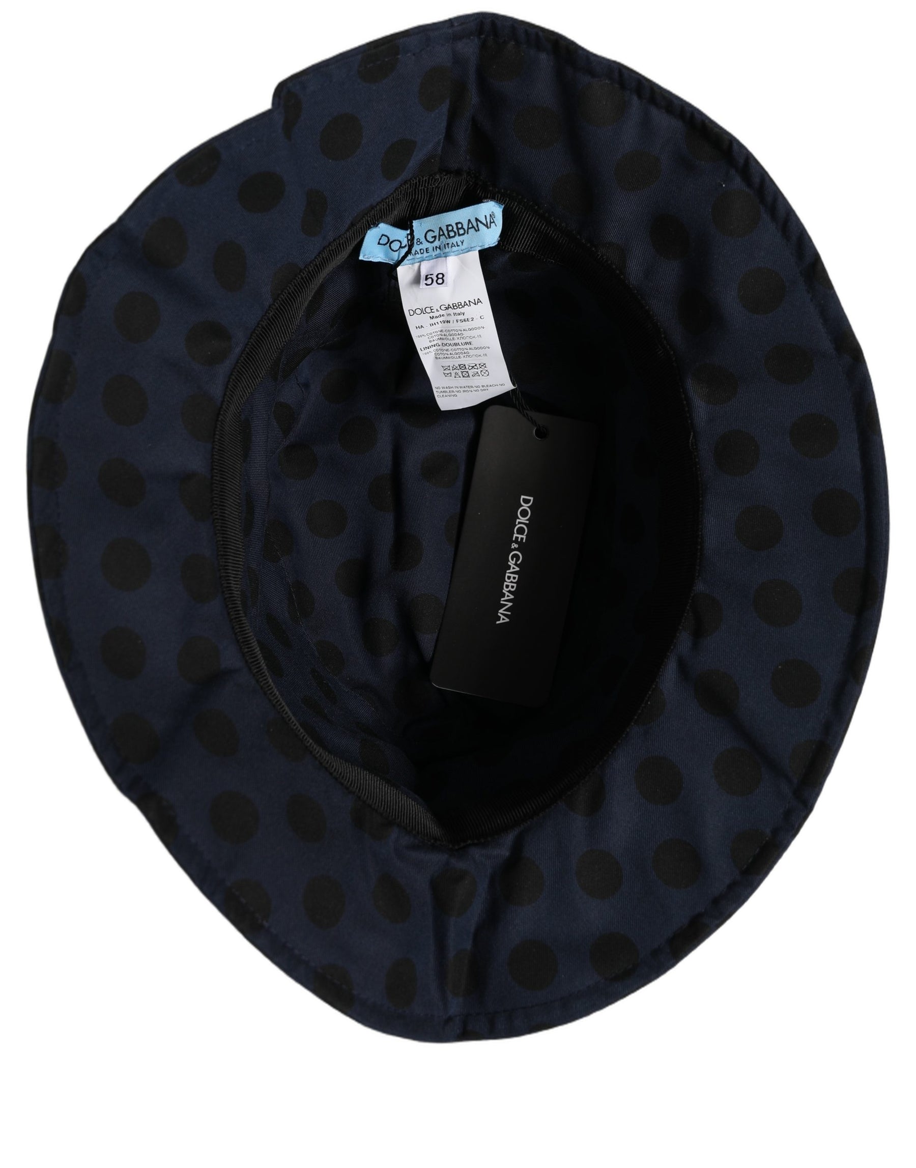Dolce & Gabbana Blue Black Polka Dot Cotton Bucket Capello Hat | Regal Royce
