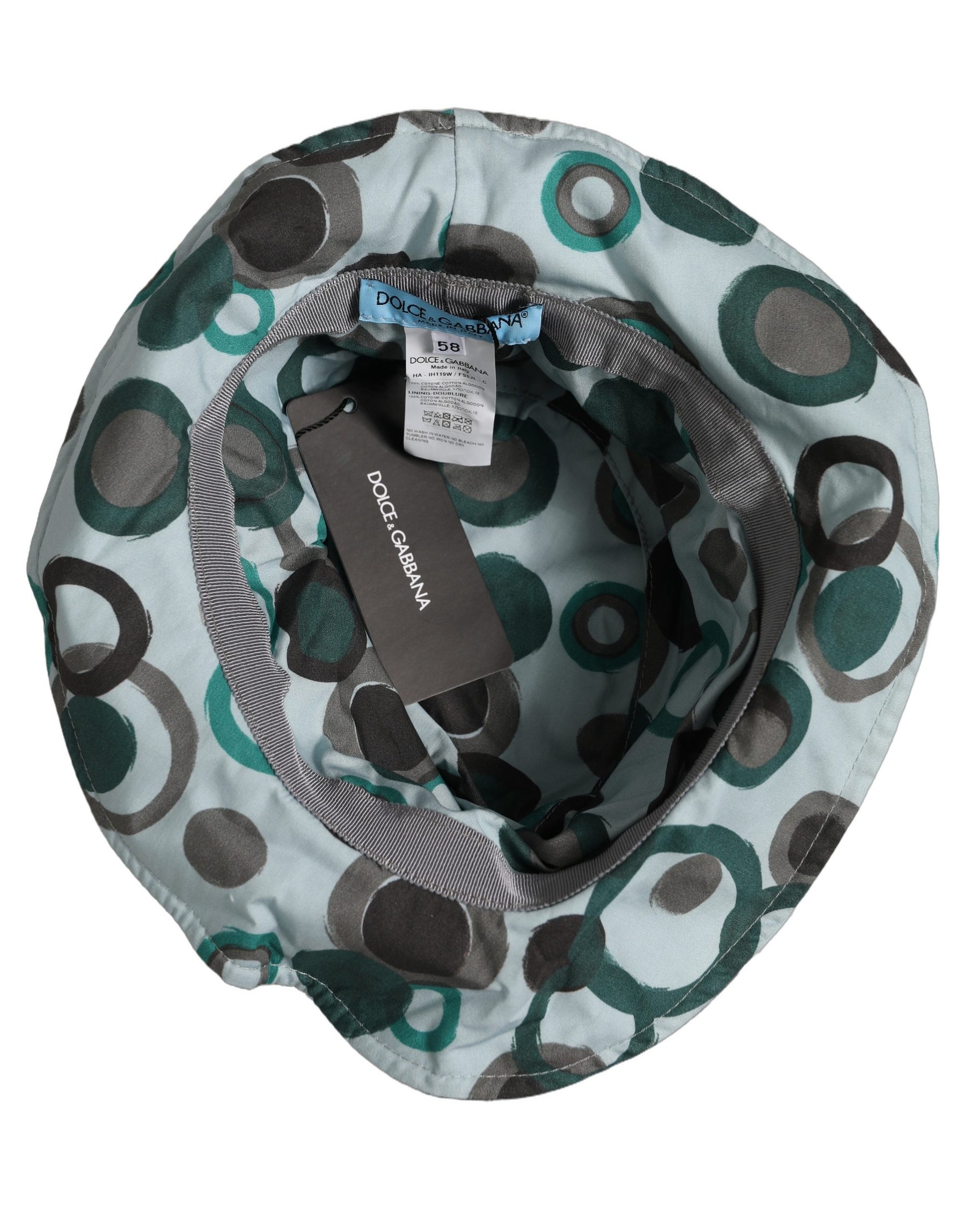 Dolce & Gabbana Teal Cotton Big Polka Dot Pattern Bucket Hat | Regal Royce