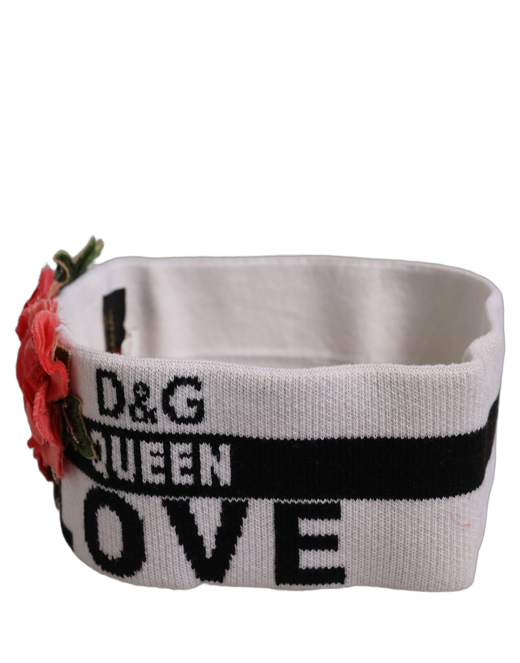 Dolce & Gabbana White D&G Queen Love Floral Applique Head Band One Size Hat | Regal Royce