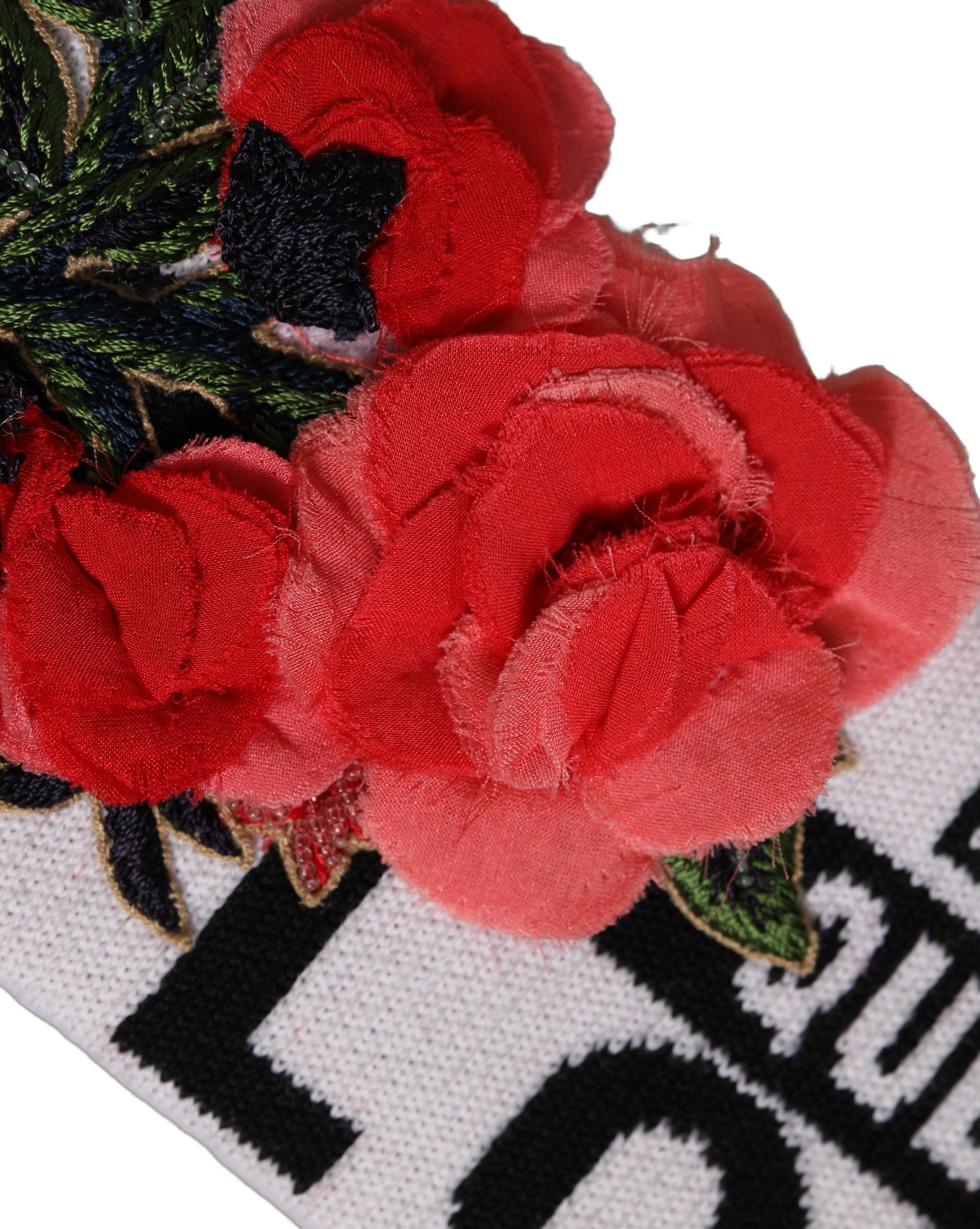 Dolce & Gabbana White D&G Queen Love Floral Applique Head Band One Size Hat | Regal Royce