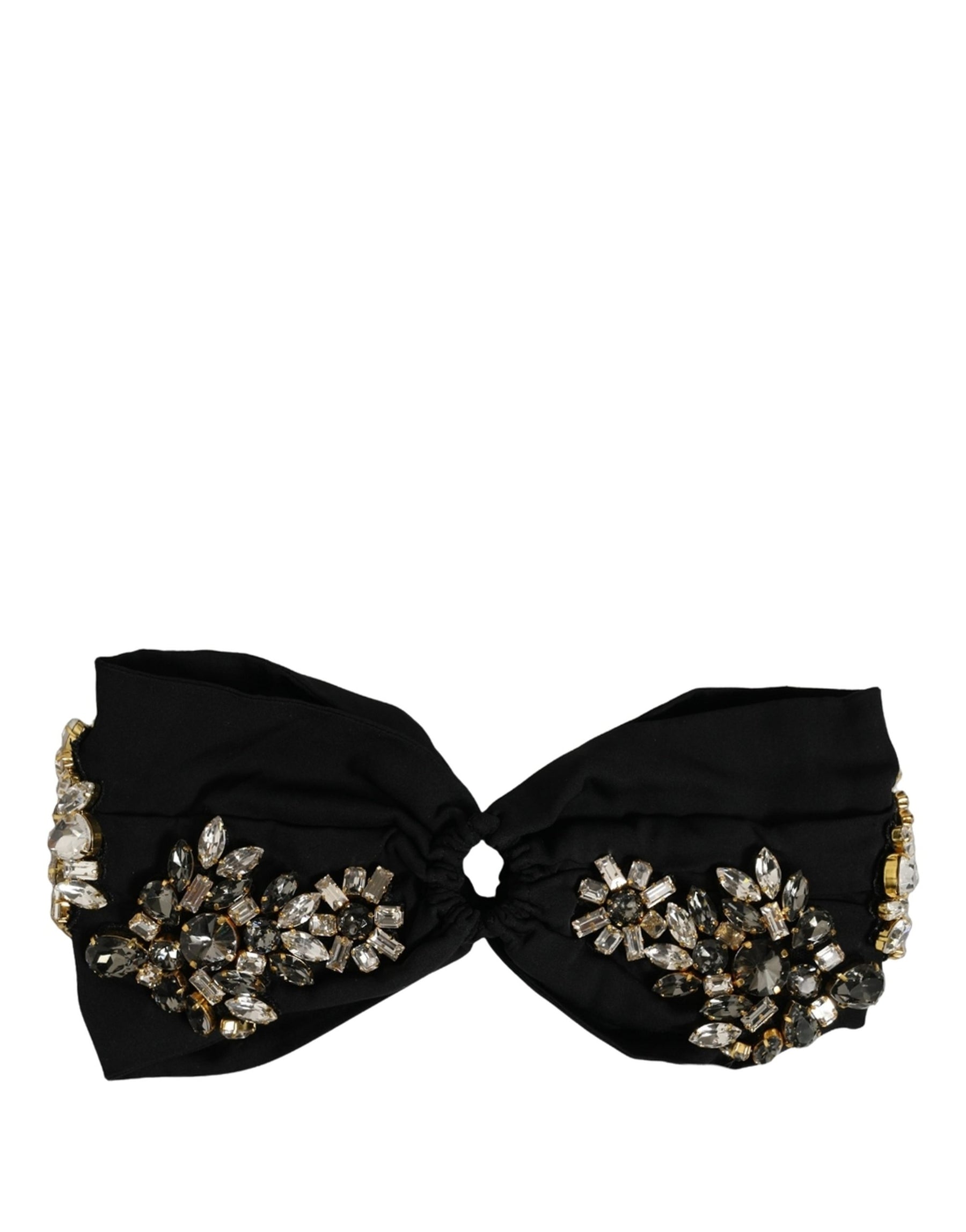 Dolce & Gabbana Black Silk Crystal Embellishment One Size Headband | Regal Royce