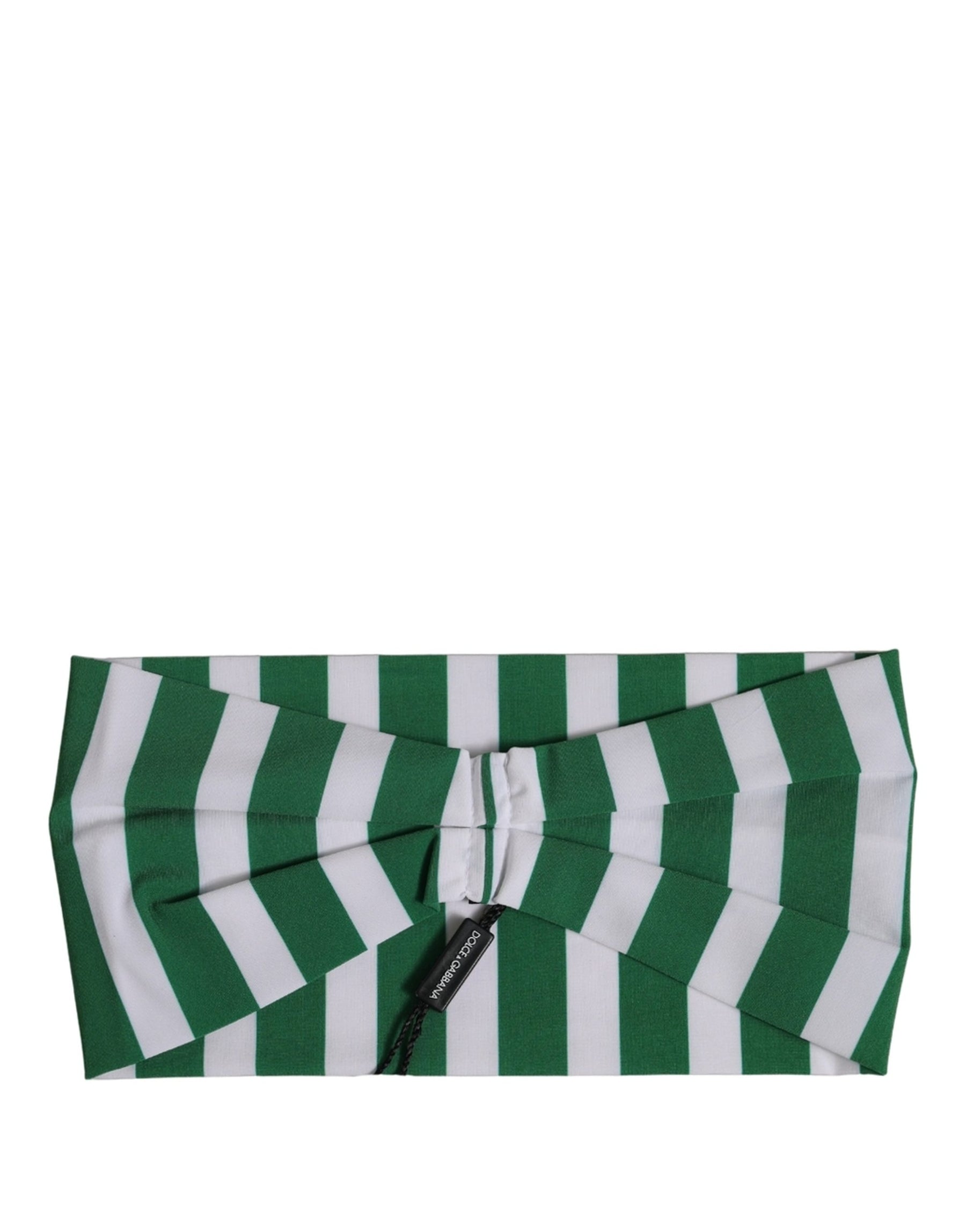 Dolce & Gabbana Green White Stripes Nylon Head Wrap One Size Headband | Regal Royce