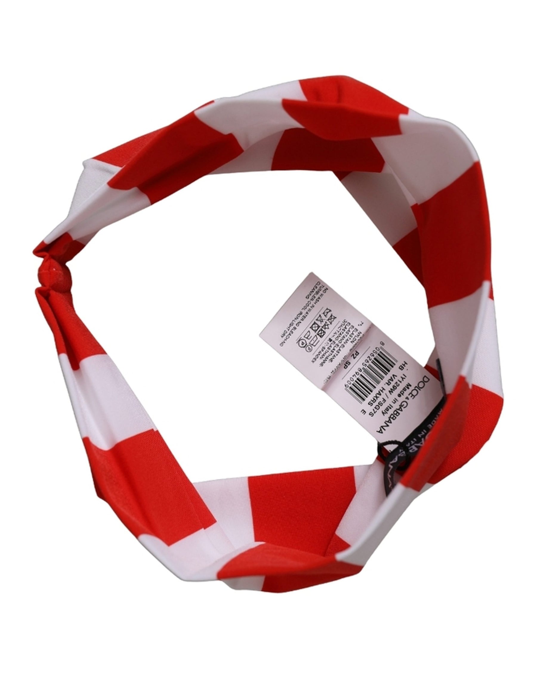 Dolce & Gabbana Red White Stripes Nylon Head Wrap One Size Headband | Regal Royce