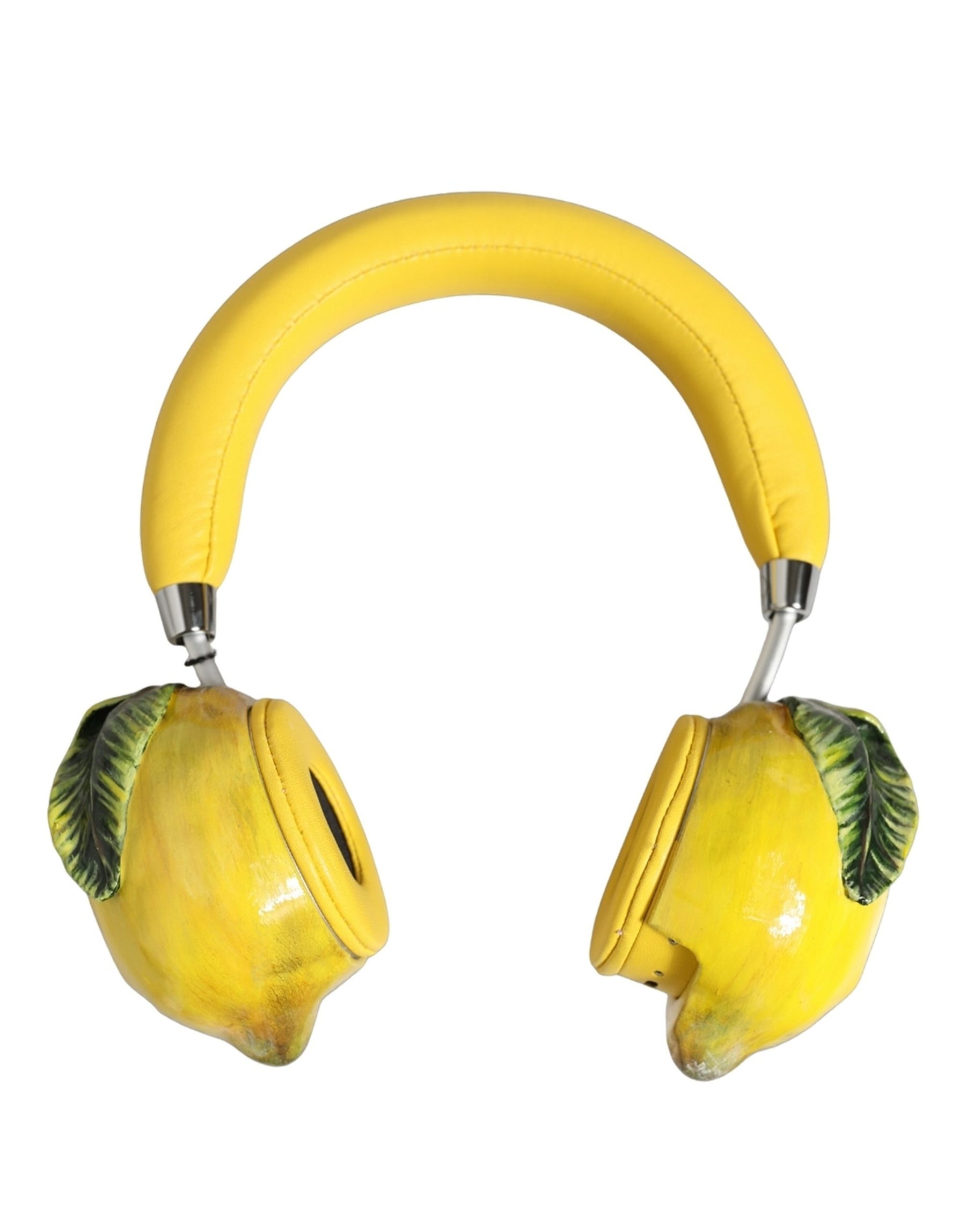 Dolce & Gabbana Yellow Vibrant Lemon Leather Headset Headphones | Regal Royce