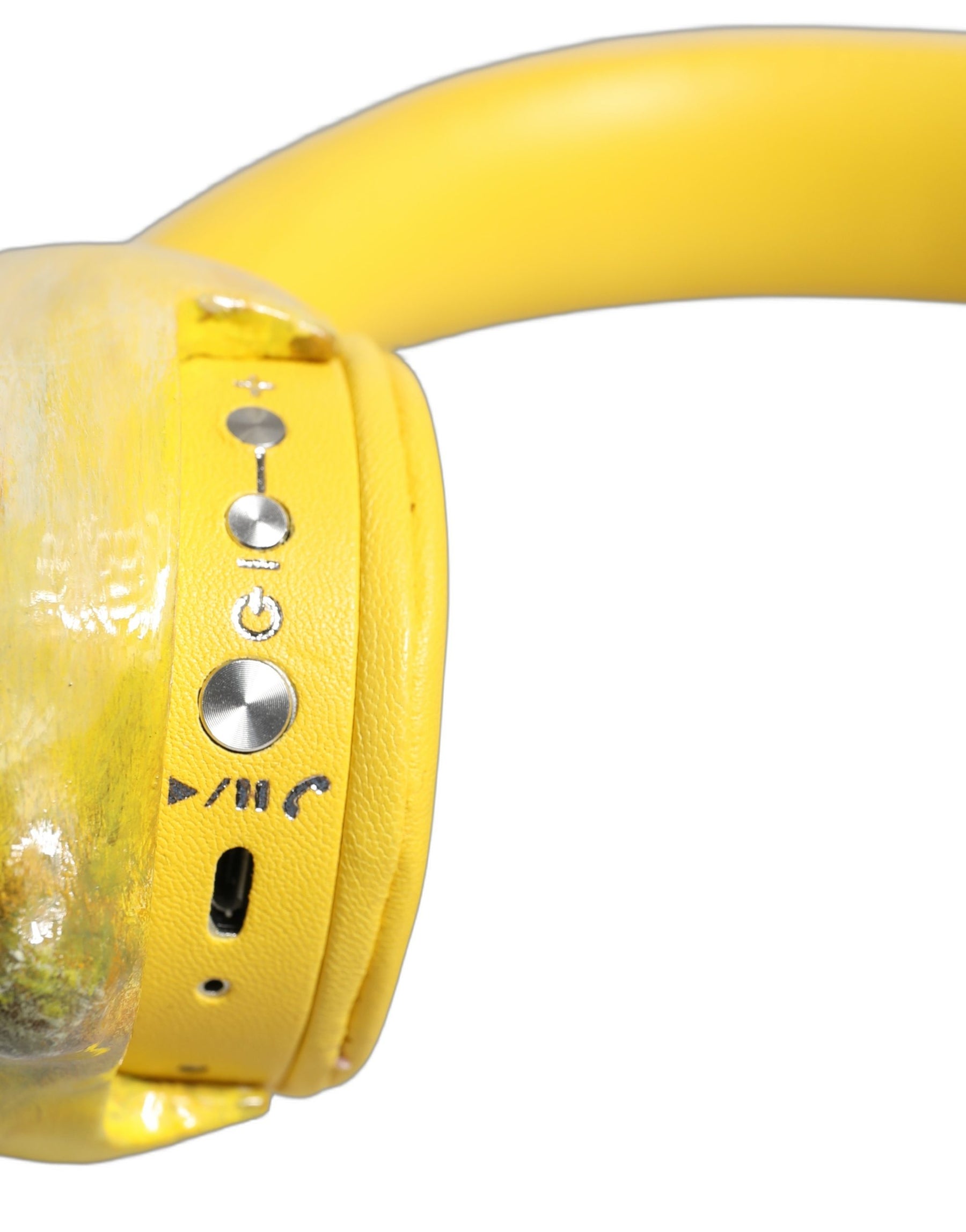 Dolce & Gabbana Yellow Vibrant Lemon Leather Headset Headphones | Regal Royce