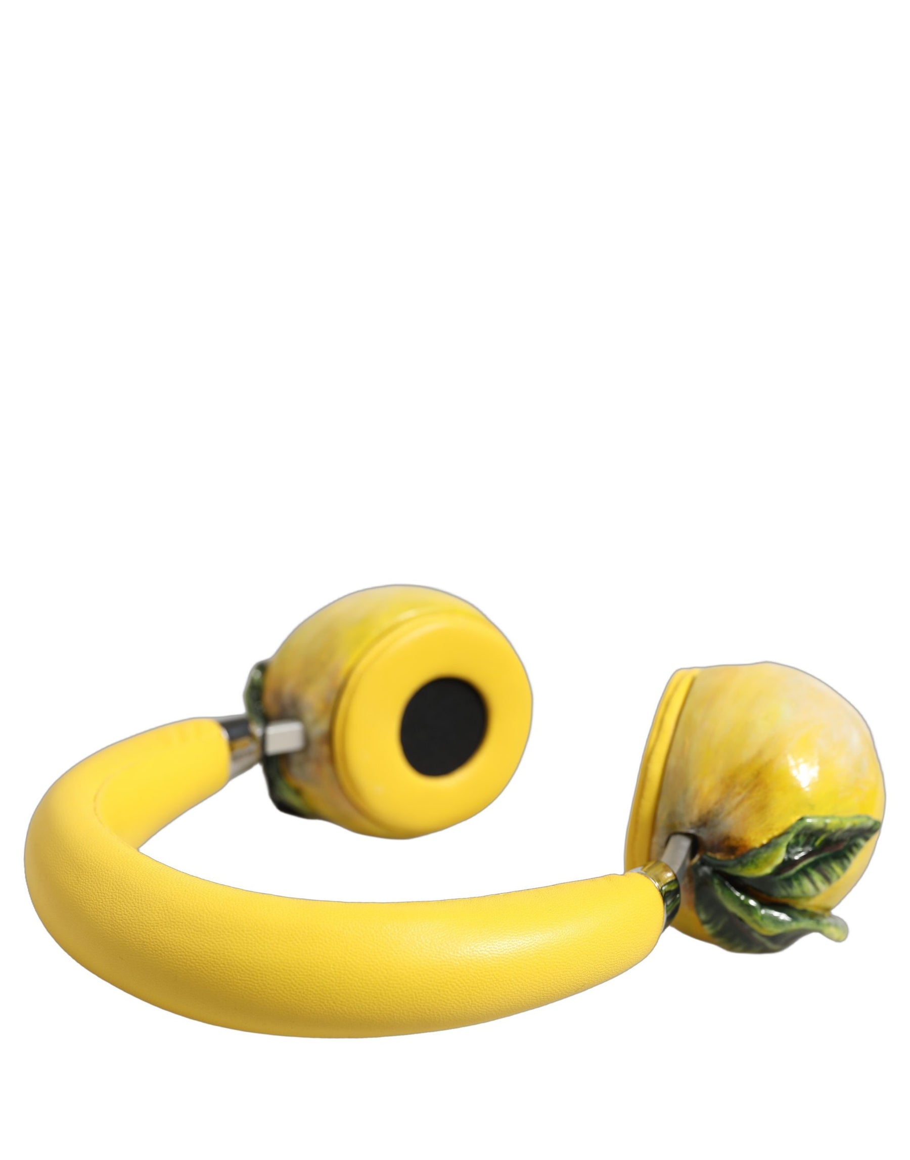 Dolce & Gabbana Yellow Vibrant Lemon Leather Headset Headphones | Regal Royce