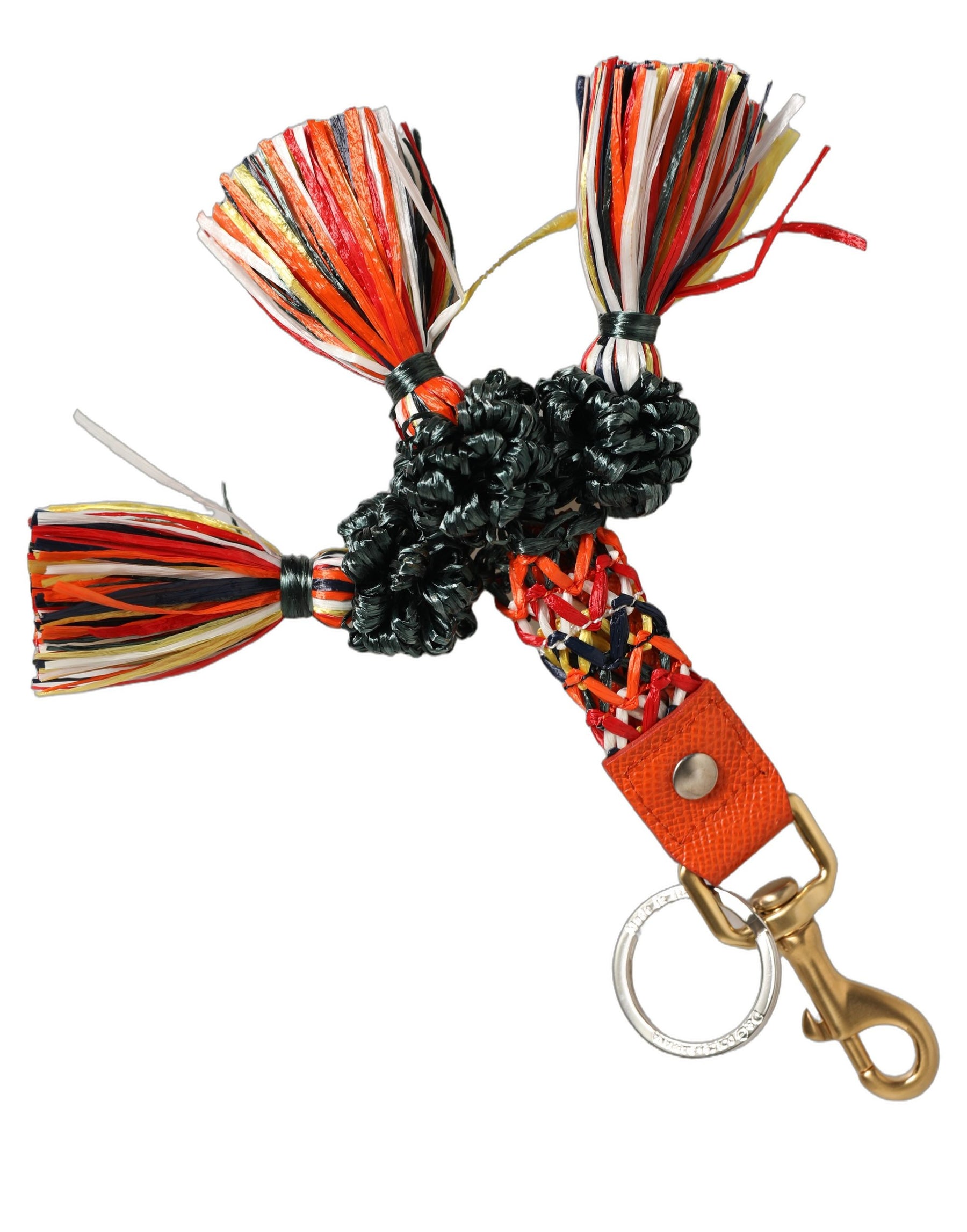 Dolce & Gabbana Raffia Leather Clasp Finder Chain Keyring Multicolor | Regal Royce