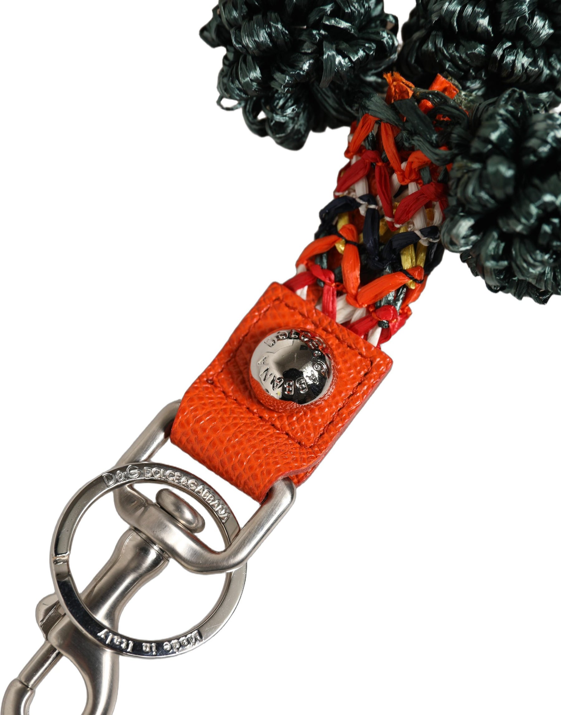 Dolce & Gabbana Raffia Leather Clasp Finder Chain Keyring Multicolor | Regal Royce