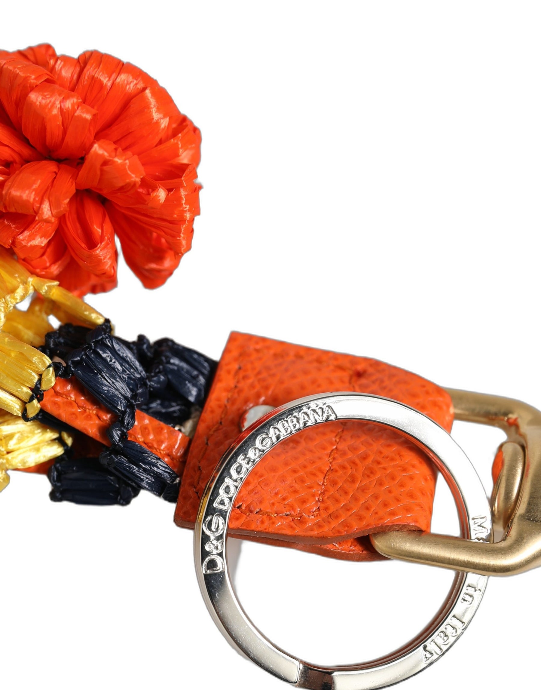 Dolce & Gabbana Raffia Leather Clasp Finder Chain Keyring Multicolor | Regal Royce
