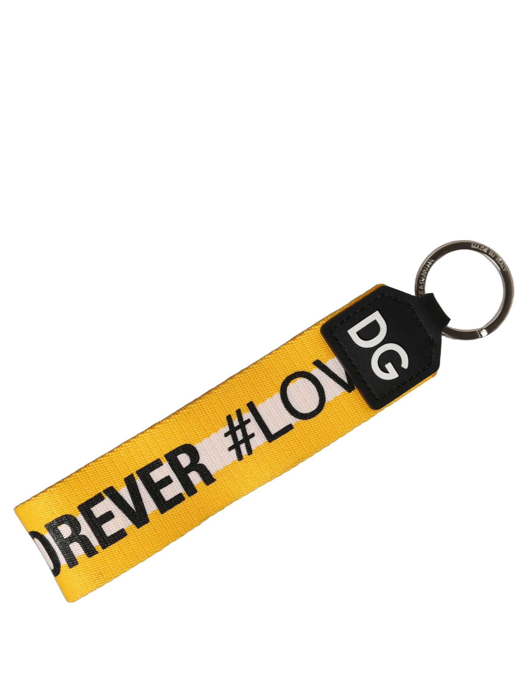 Dolce & Gabbana Multicolor Logo Polyester Brass Holder Keychain Keyring | Regal Royce