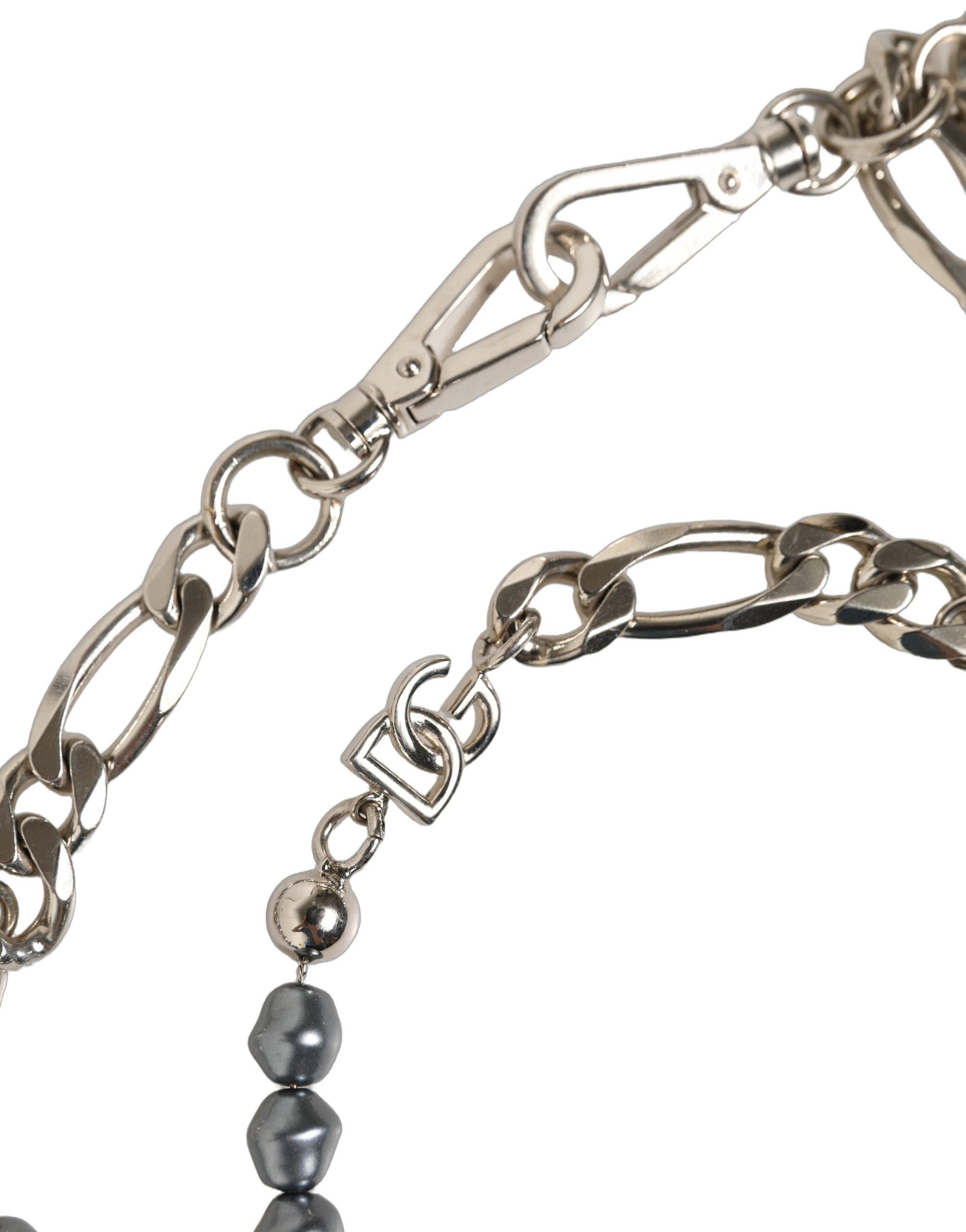 Dolce & Gabbana Silver Tone Chain Signature DG Logo Pendant Necklace | Regal Royce