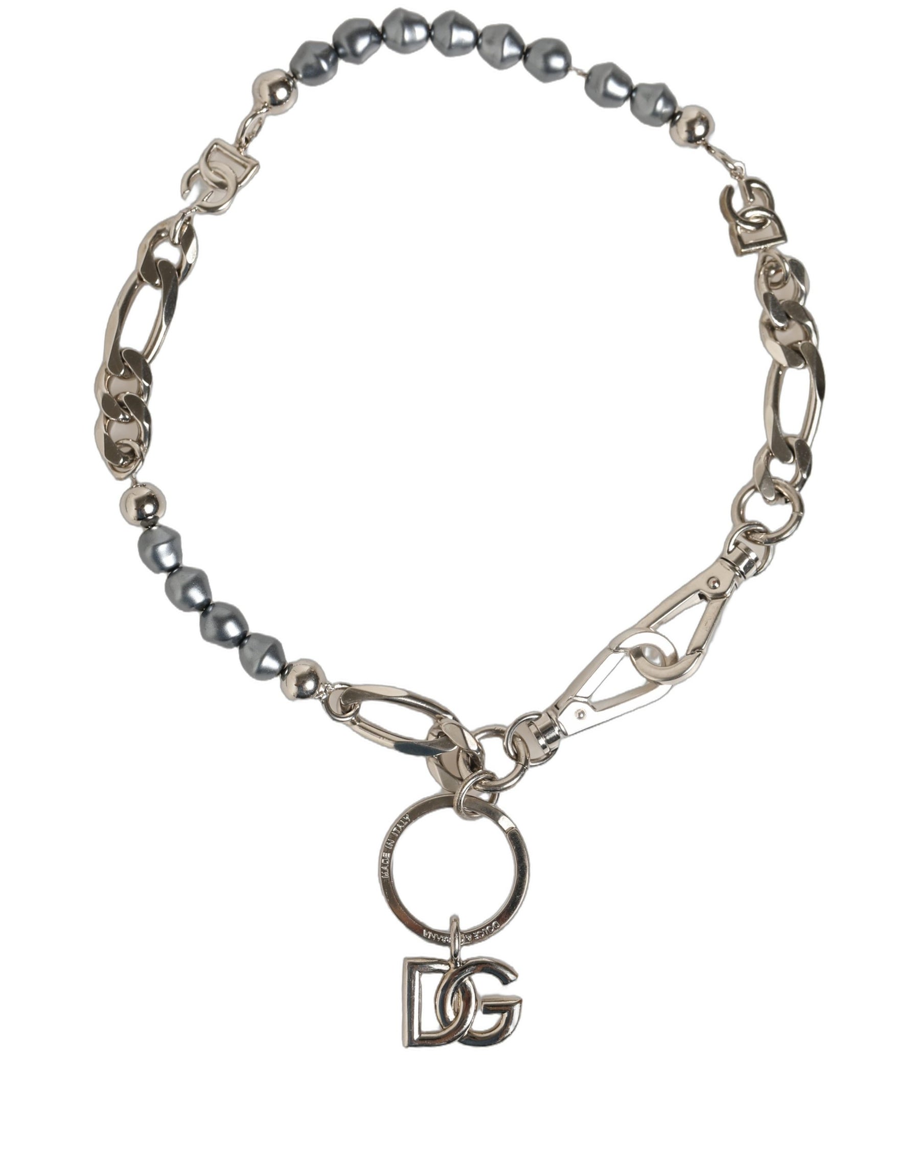Dolce & Gabbana Silver Tone Chain Signature DG Logo Pendant Necklace | Regal Royce