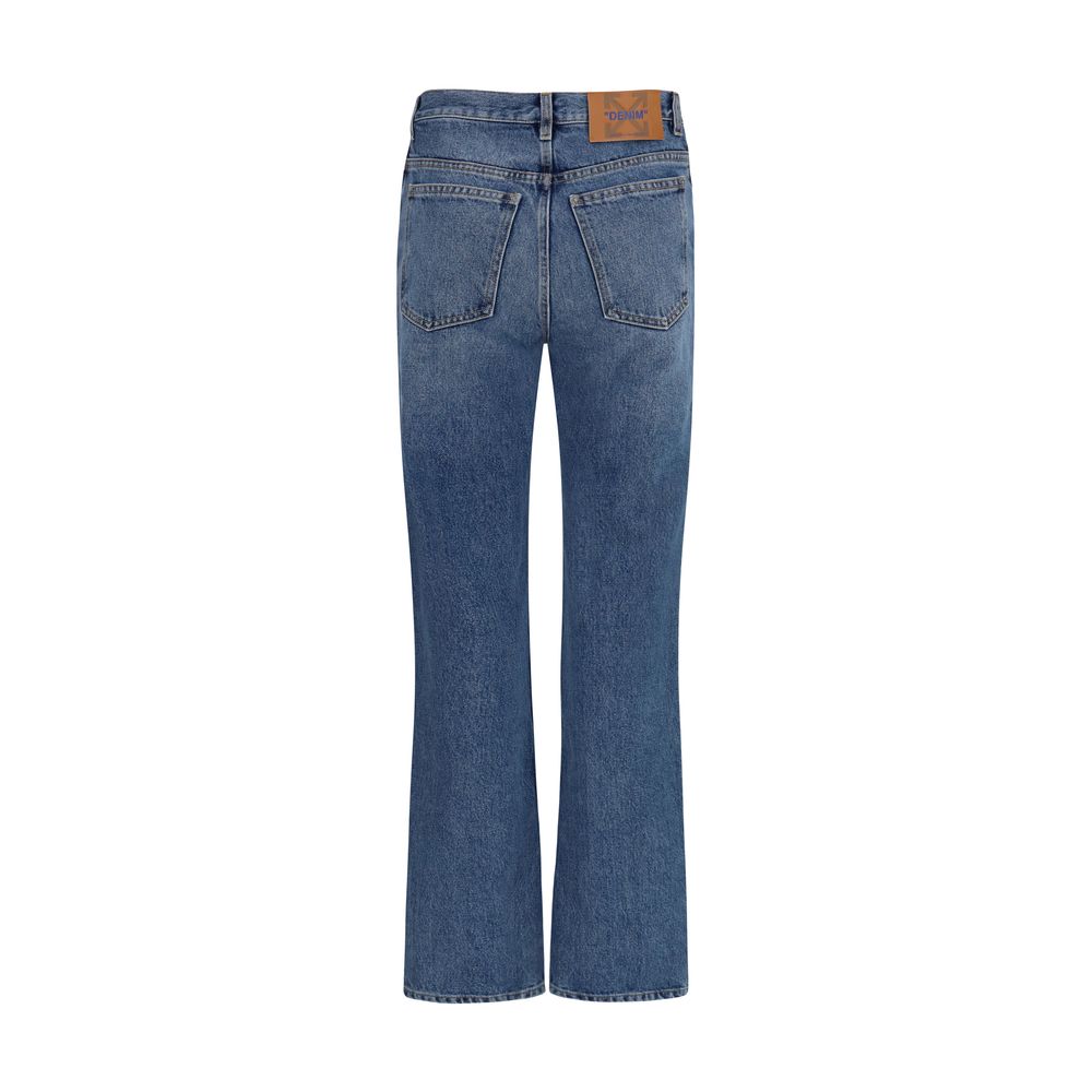 Off-White Blue Cotton Straight-Leg Jeans | Regal Royce