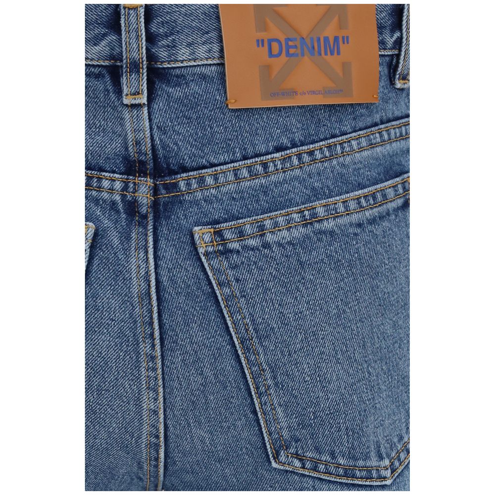 Off-White Blue Cotton Straight-Leg Jeans | Regal Royce