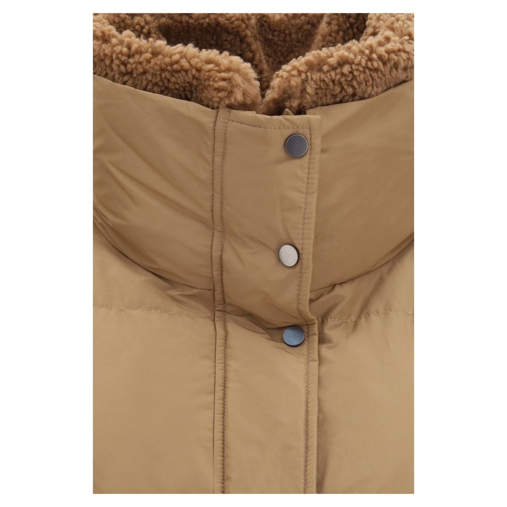 Brunello Cucinelli Beige Goose Down Full-Length Jacket | Regal Royce