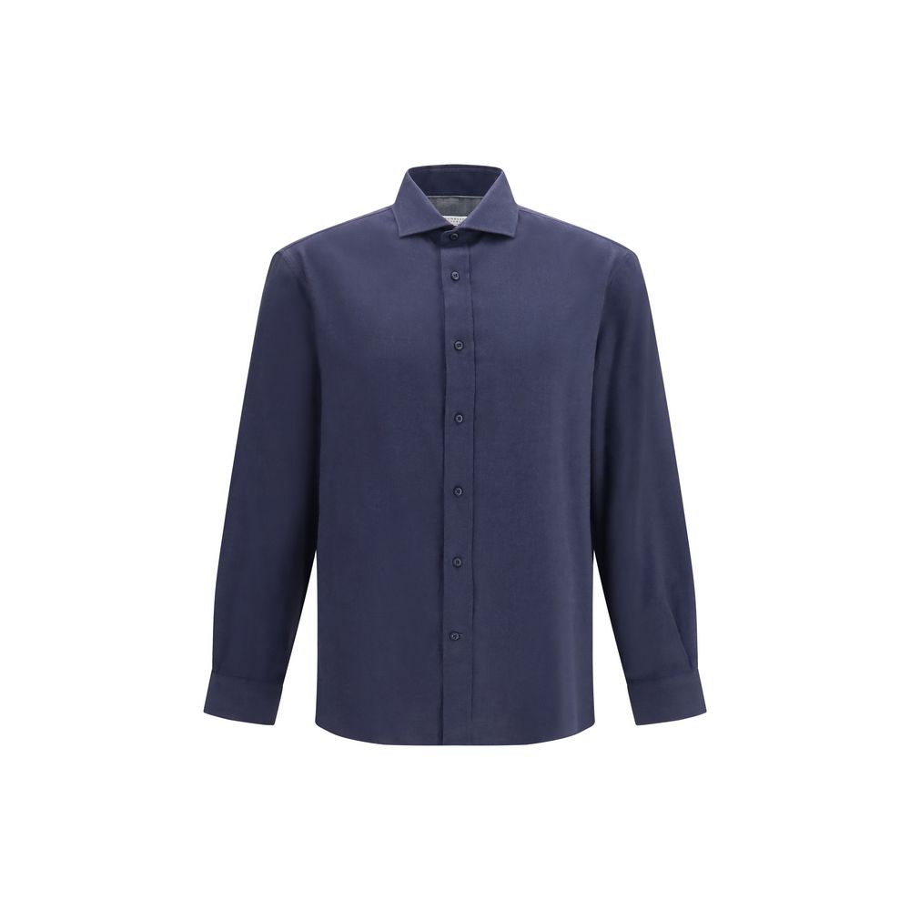 Brunello Cucinelli Blue Cotton Dress Shirt | Regal Royce