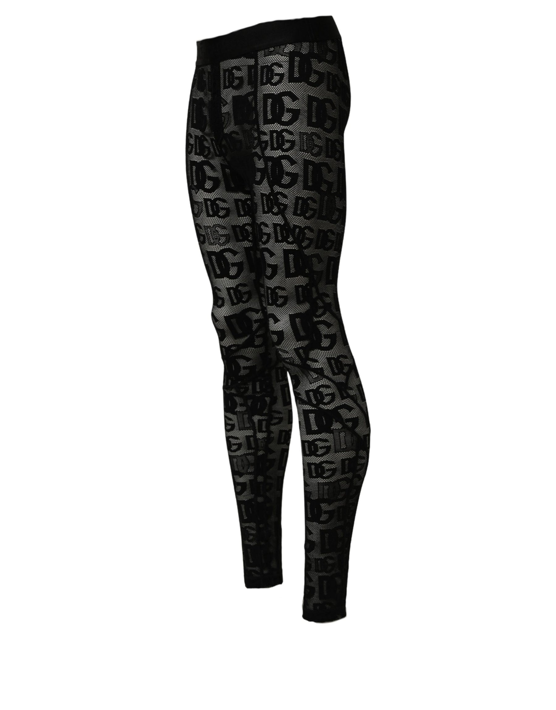 Dolce & Gabbana Black All Over Logo Print Sheer Pantyhose Underwear | Regal Royce
