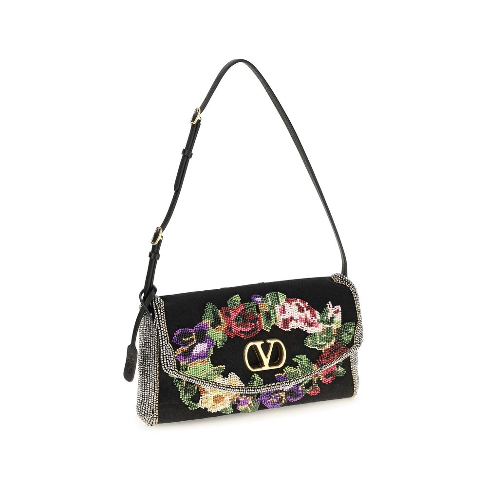 Valentino Garavani Black Satin Shoulder Bag | Regal Royce