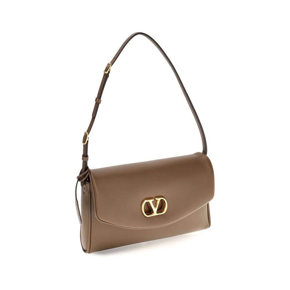 Valentino Garavani Brown Calf Leather Bos Taurus Shoulder Bag | Regal Royce