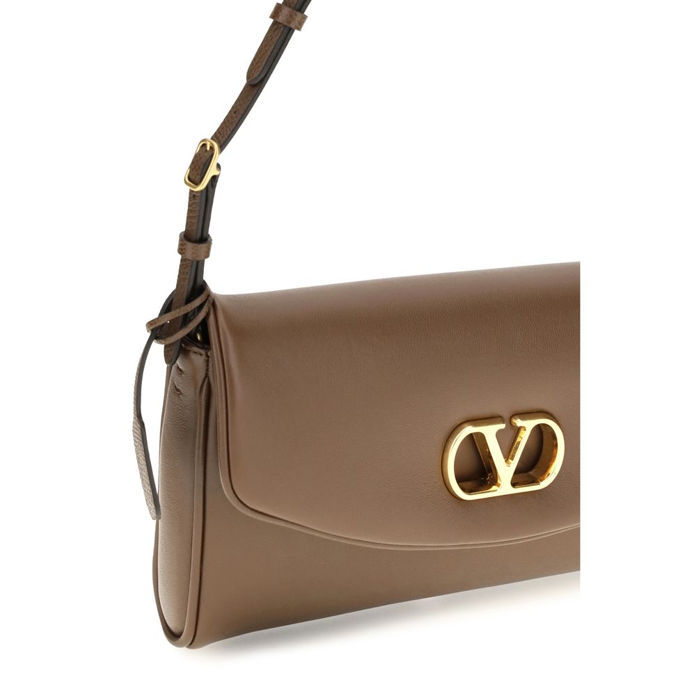 Valentino Garavani Brown Calf Leather Bos Taurus Shoulder Bag | Regal Royce