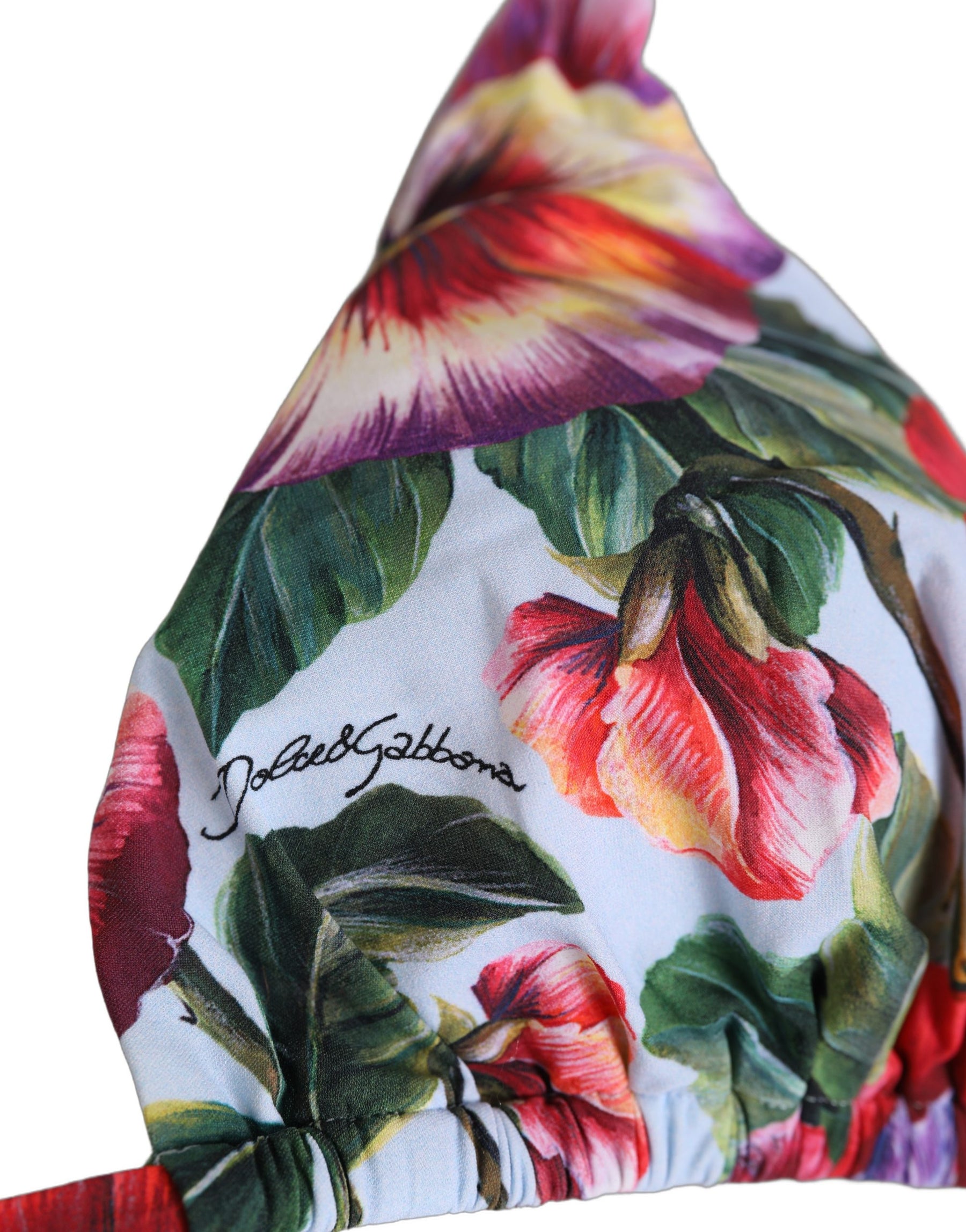 Dolce & Gabbana Multicolor Floral Triangle Beachwear Bikini Top | Regal Royce