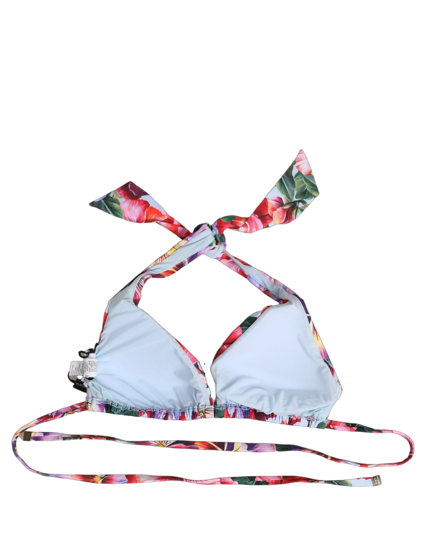 Dolce & Gabbana Multicolor Floral Triangle Beachwear Bikini Top | Regal Royce