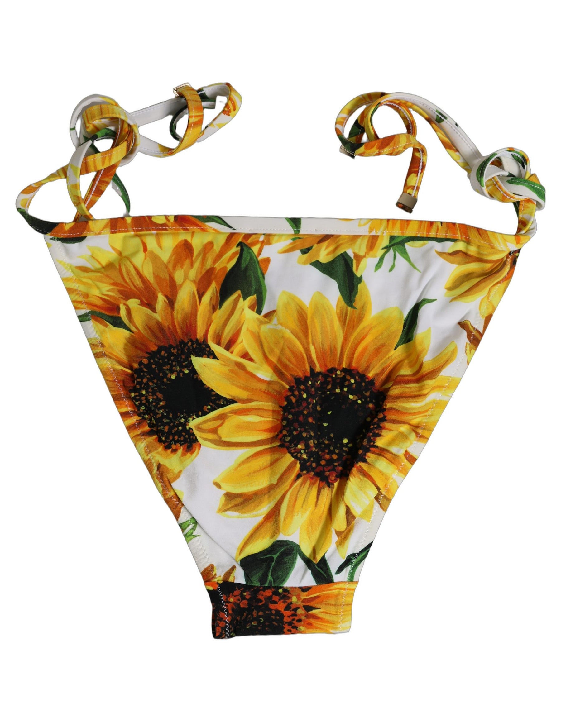 Dolce & Gabbana Bottom White Sunflower Nylon Beachwear Bikini | Regal Royce
