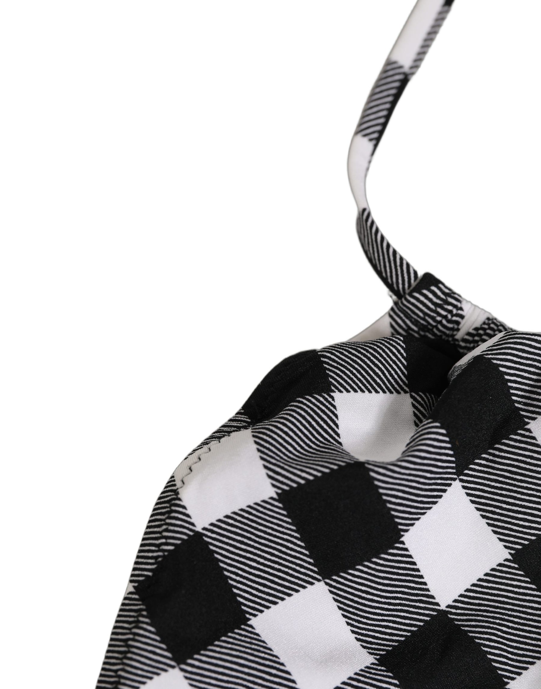 Dolce & Gabbana Black White Checkered Halter Beachwear Bikini Top | Regal Royce
