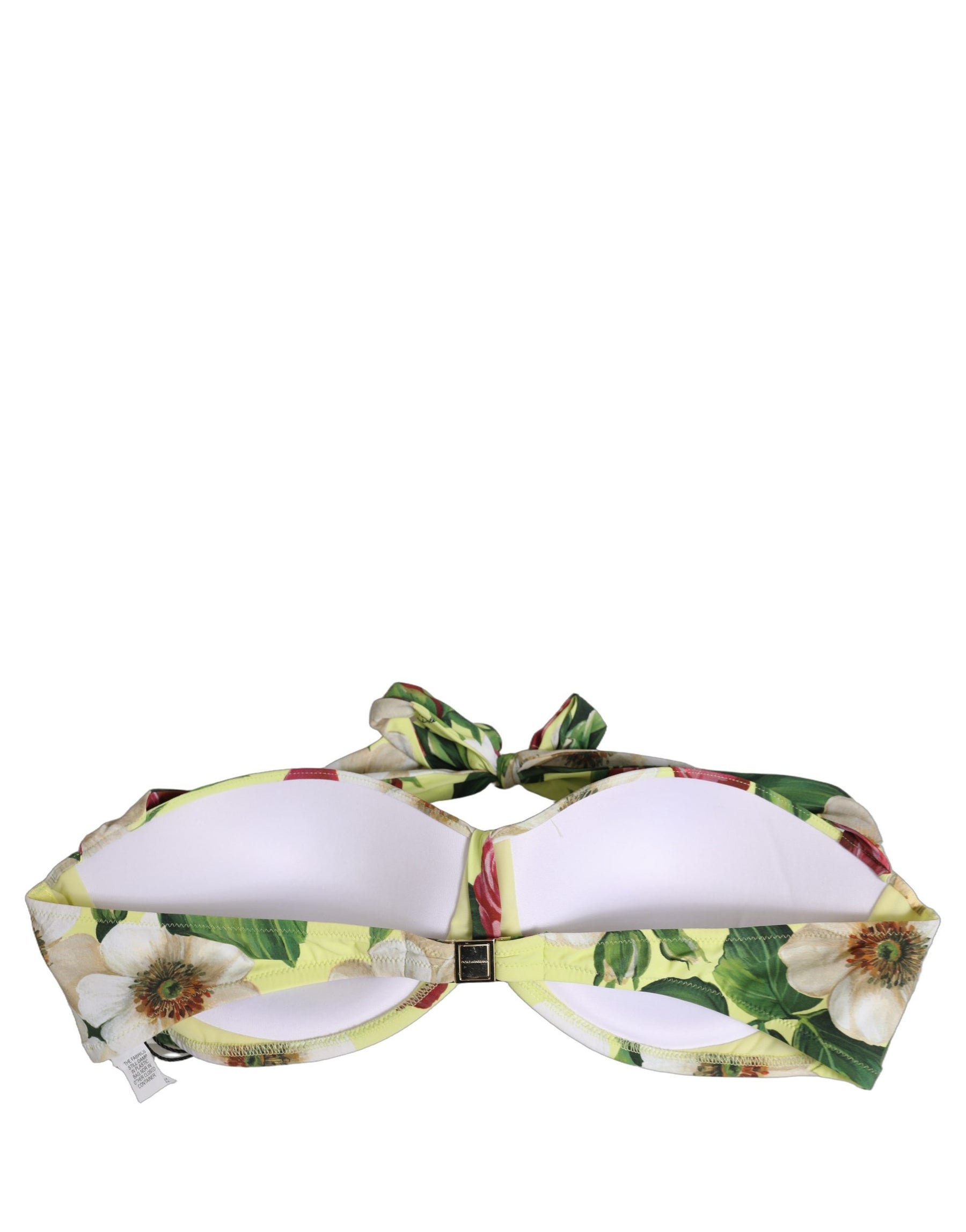 Dolce & Gabbana Yellow Floral Halter Nylon Beachwear Bikini Top | Regal Royce