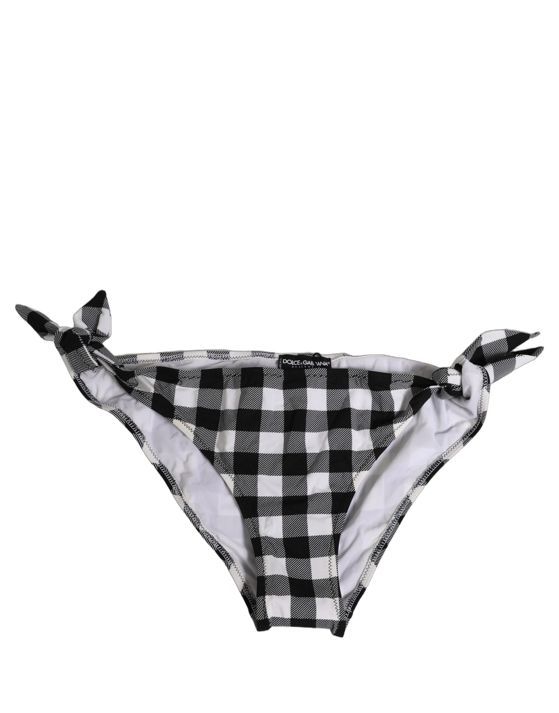 Dolce & Gabbana Black White Checkered Beachwear Bikini Bottom | Regal Royce