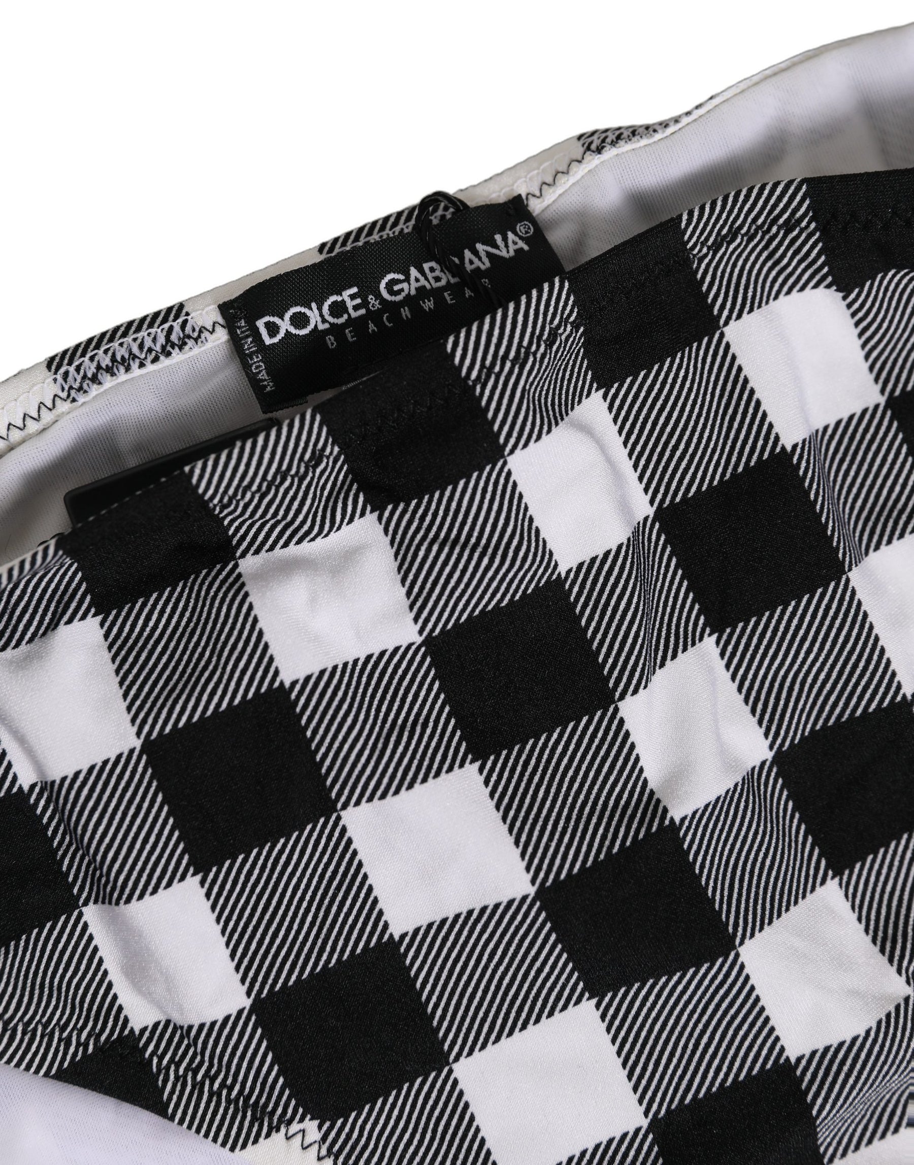 Dolce & Gabbana Black White Checkered Beachwear Bikini Bottom | Regal Royce