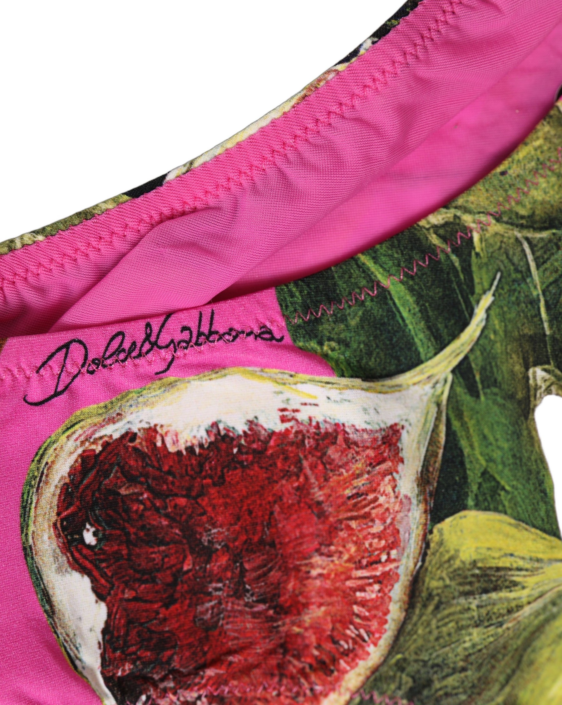 Dolce & Gabbana Fuchsia Pink Fig Print Beachwear Bikini Bottom | Regal Royce