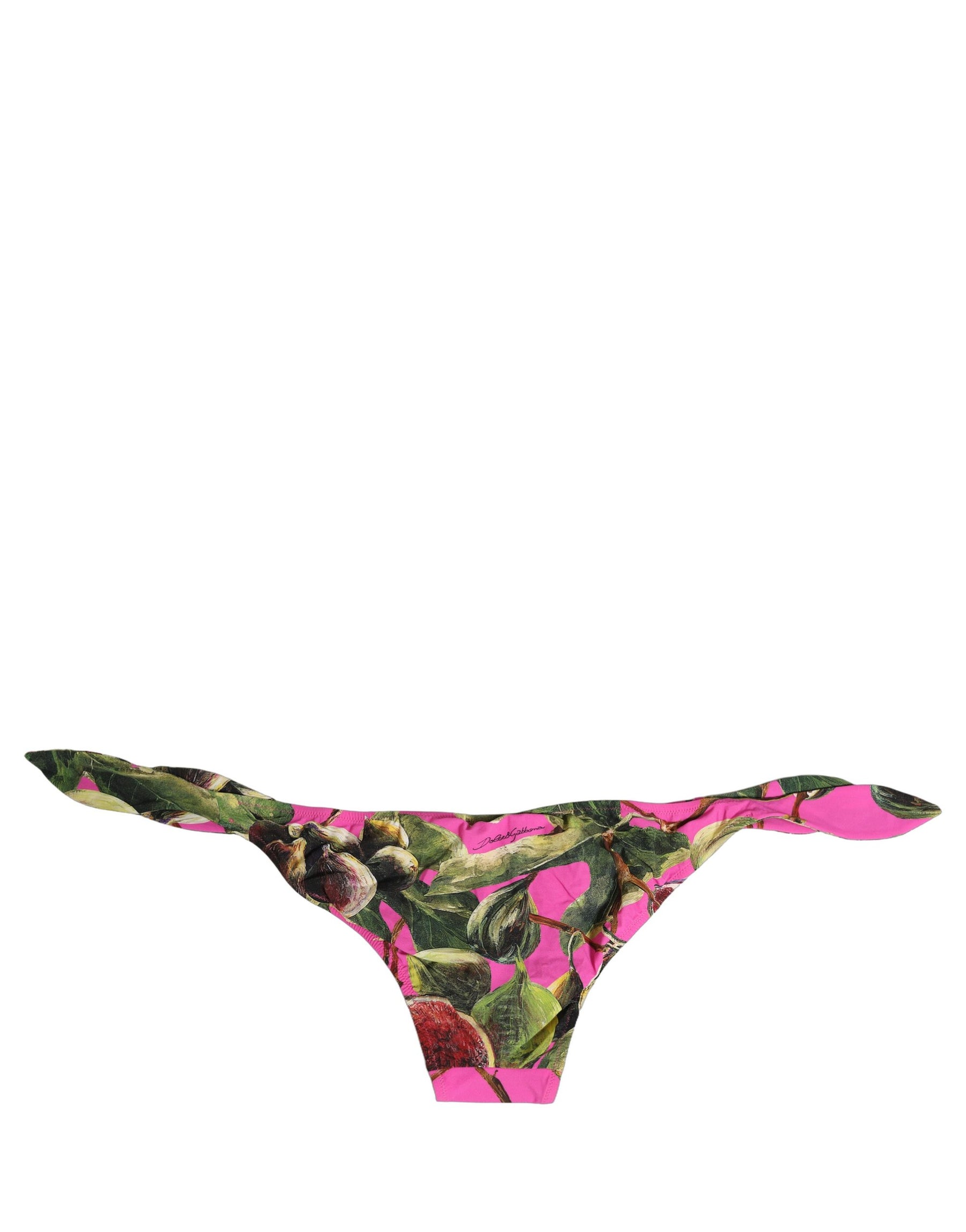 Dolce & Gabbana Fuchsia Pink Fig Print Beachwear Bikini Bottom | Regal Royce