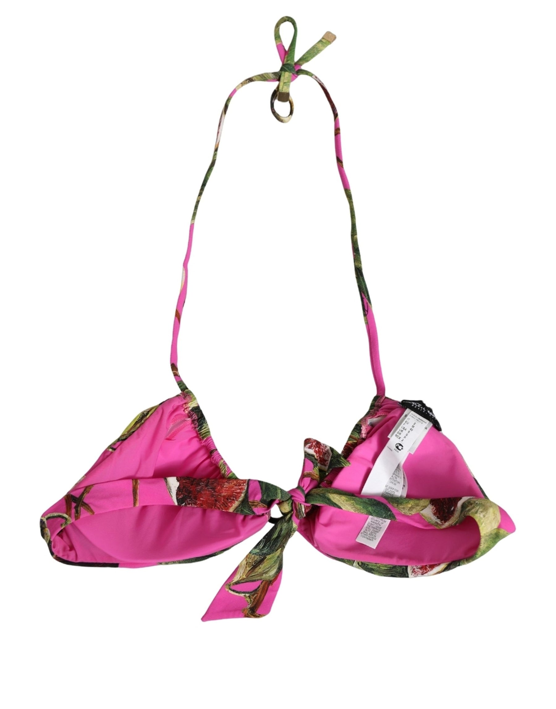 Dolce & Gabbana Fuchsia Pink Fig Print Beachwear Bikini Top | Regal Royce