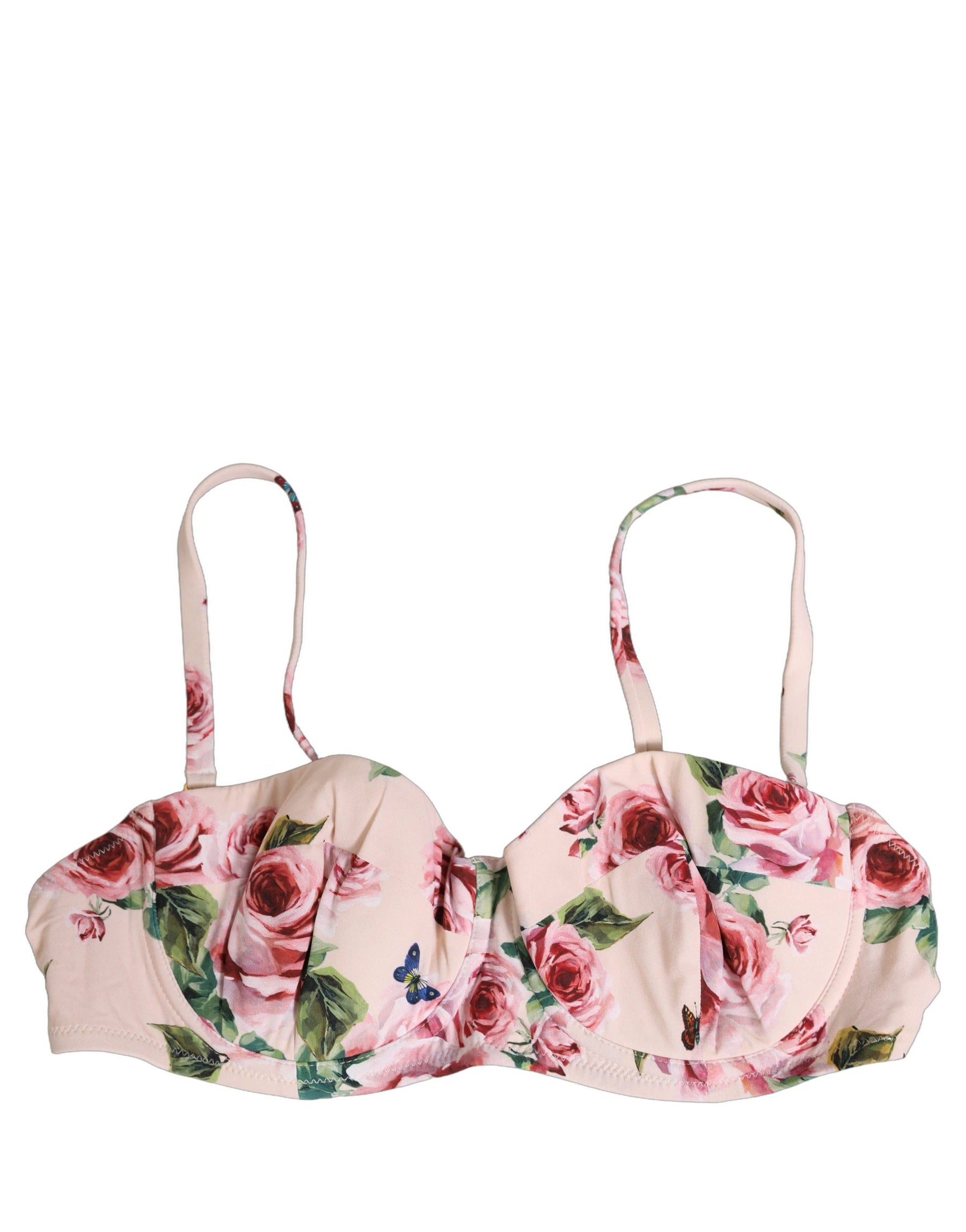 Dolce & Gabbana Pink Floral Print Underwire Beachwear Bikini Top | Regal Royce
